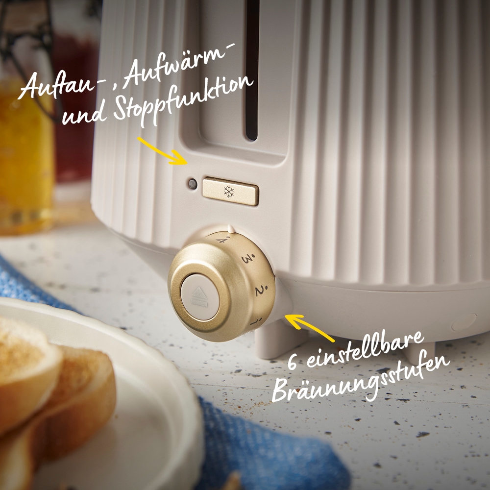 RUSSELL HOBBS Toaster »Brontë Stone 26761-56« 980 W 2 extra breite Toastschlitze, 6 Bräunungsstufen, matt, Auftaufunktion