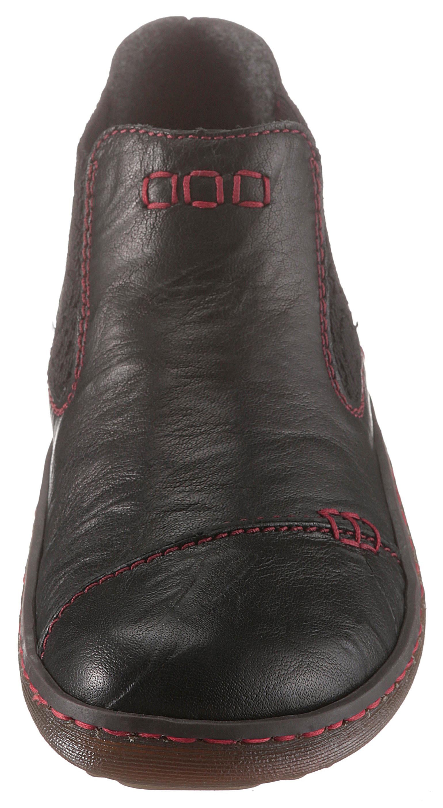 Rieker Chelseaboots, Stiefelette, Boots, Schlupfschuh mit gemustertem Stretcheinsatz