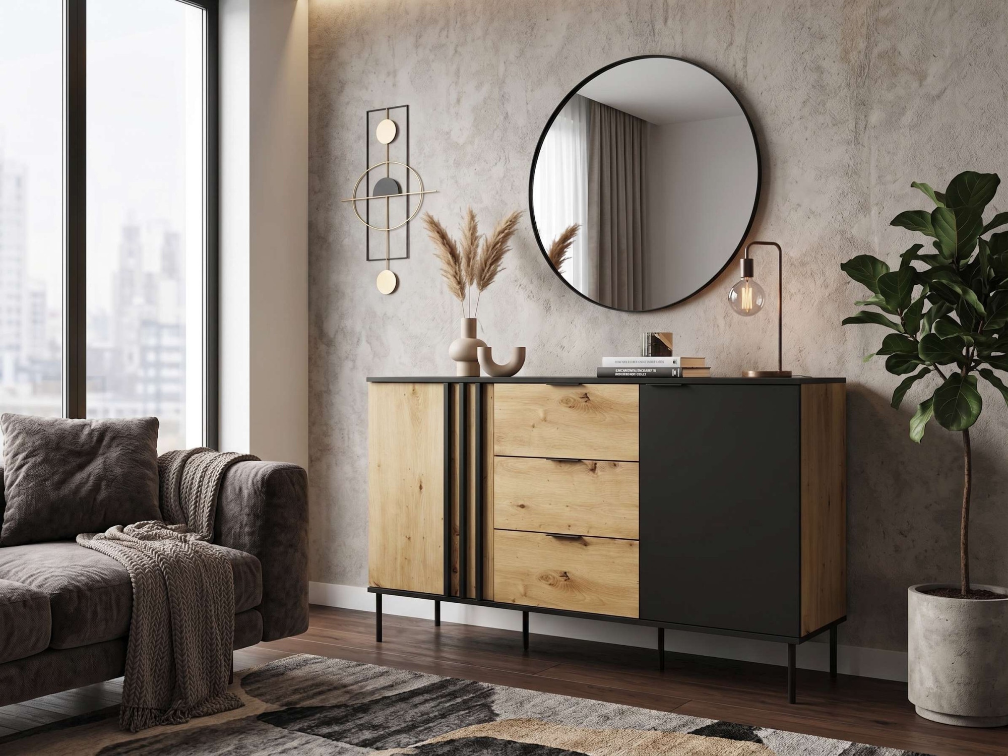 OTTO home Kommode »AELLOR Sideboard mit 3 Schubladen und 2 Türen, viel Stauraum« Schubkastenkommode mit 4 Fächer, modernes Design