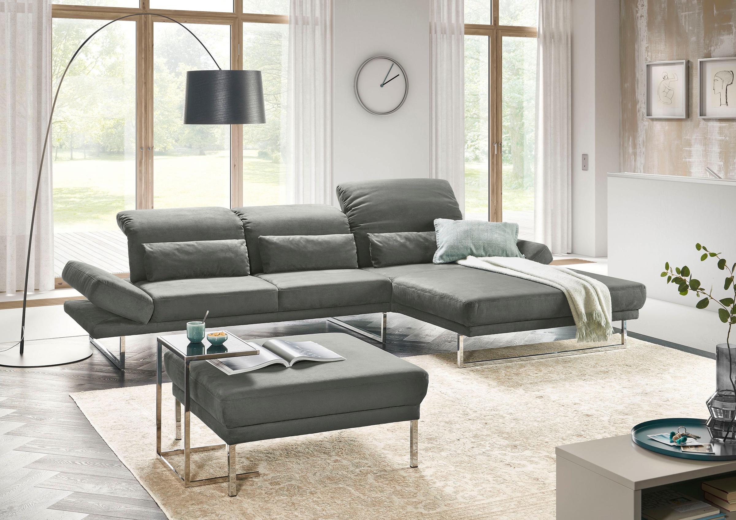 3C Candy Ecksofa »Mallow Designsofa mit Komfortfunktionen, modern und bequem, L-Form«, Verstellbare Armlehne und Kopfteil, manuelle Sitztiefenverstellung