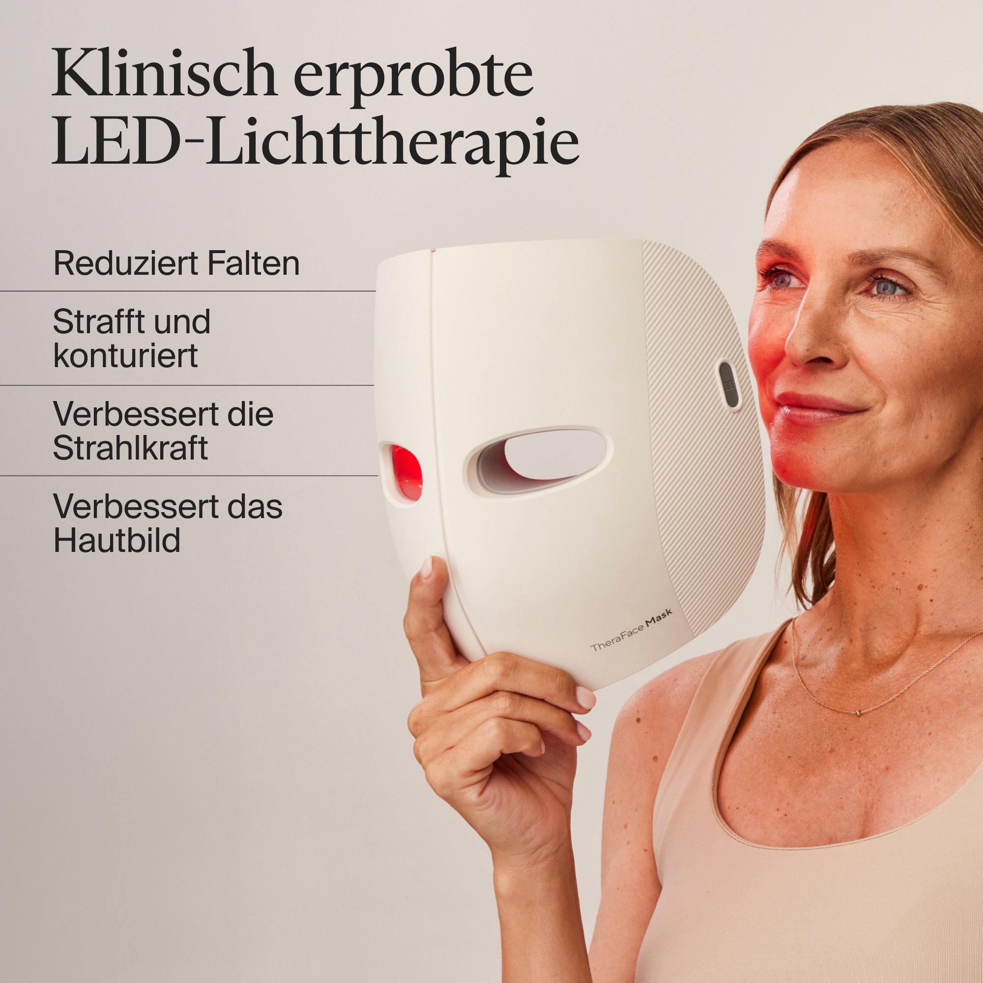 Therabody Kosmetikbehandlungsgerät »TheraFace Mask LED-Hautpflegemaske mit Vibrationstherapie«, Verbesserung der Hautstruktur, klinisch erwiesene Vorteile