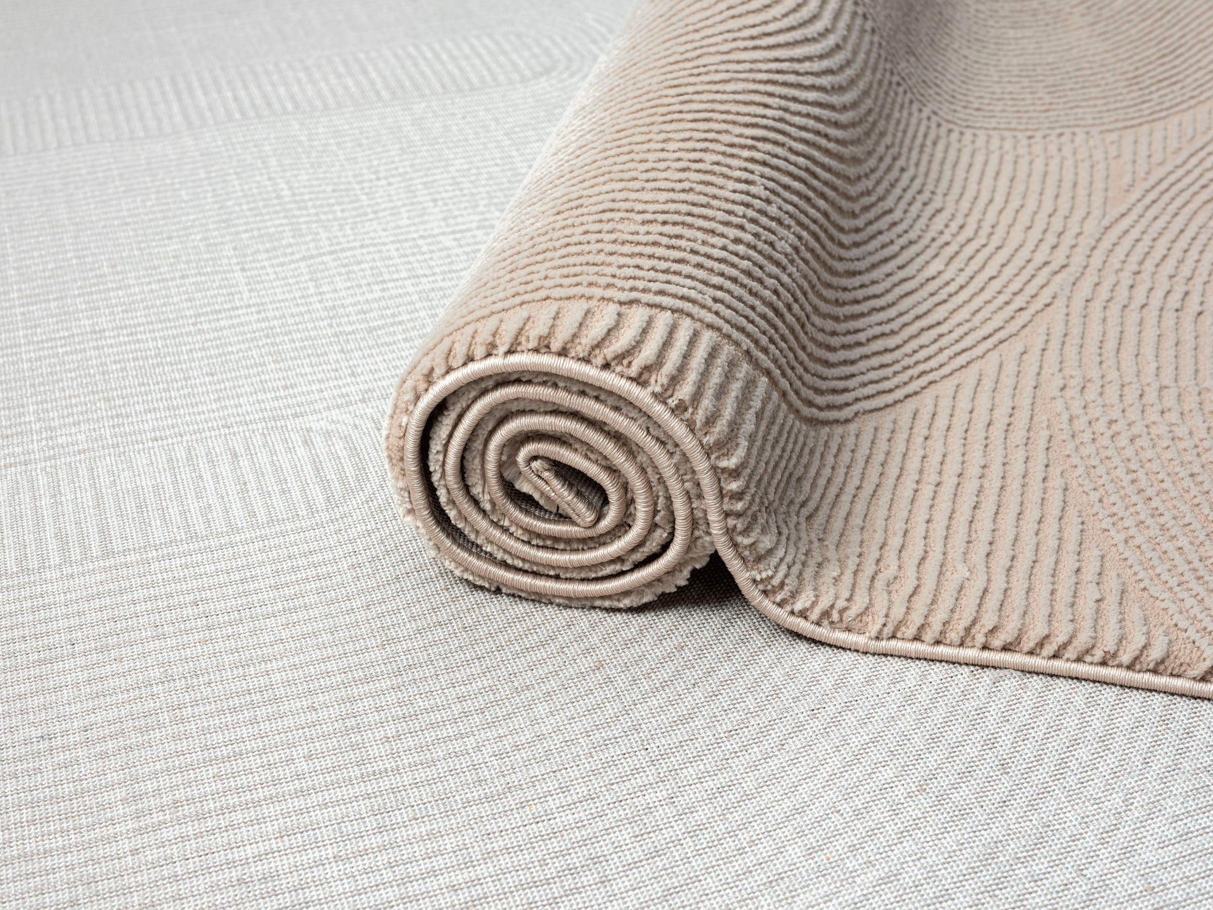Teppich MERINOS "Sign 1904", beige, B:200cm H:12mm L:290cm, Polyester, Teppiche, Teppich, Hoch Tief Struktur, Geometrisch, 100% recyceltem Polyester, Wohnzimmer 3