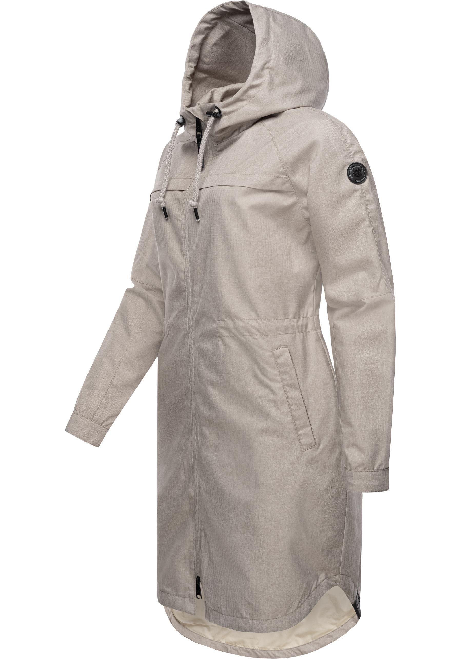 Ragwear Outdoorjacke »Belinka«, mit Kapuze, Wasserdichte lange und sehr leichte Übergangsjacke