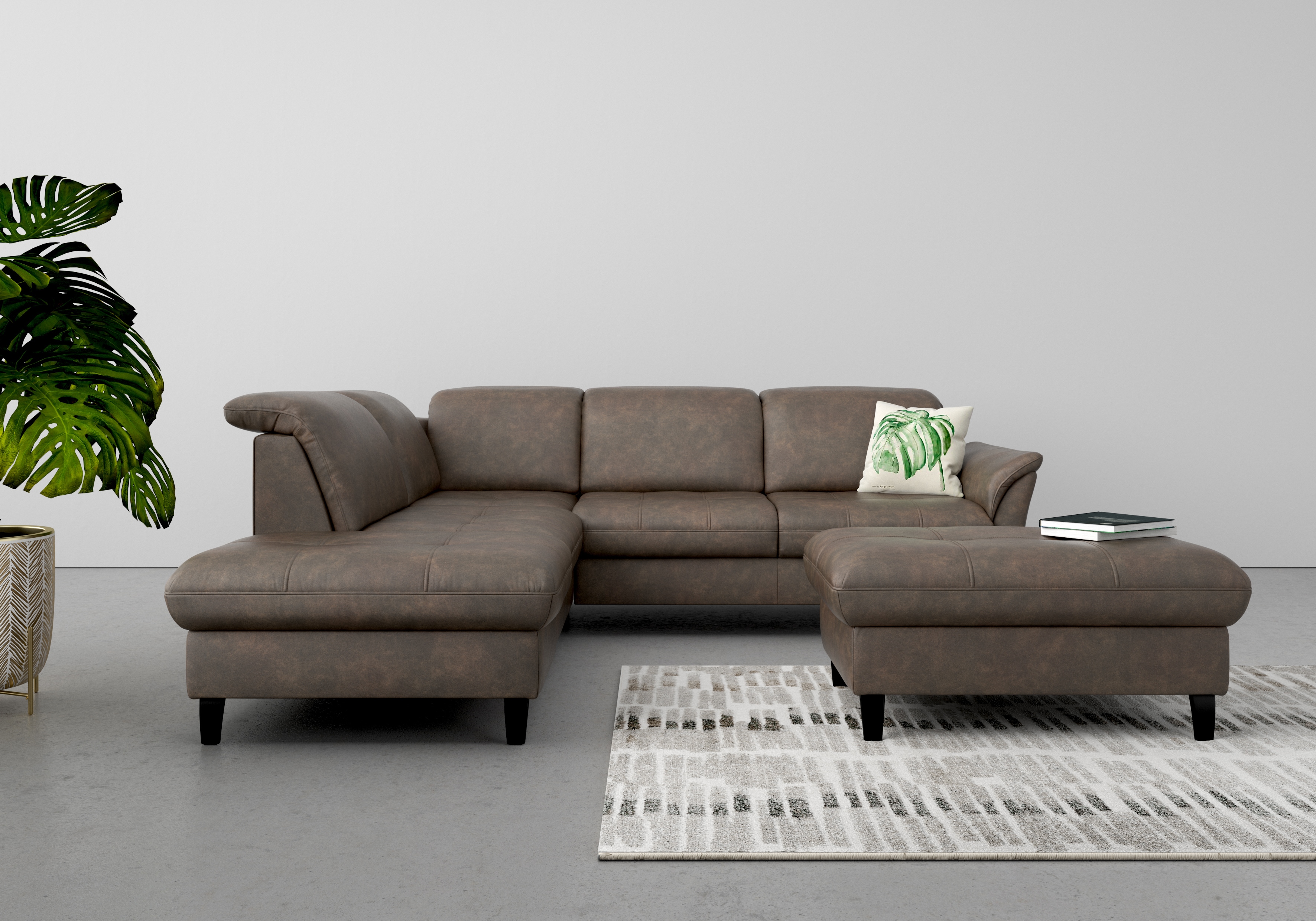 sit&more Ecksofa "Maggiore L-Form" wahlweise mit Kopfteilverstellung, Schlaffunktion und Stauraum