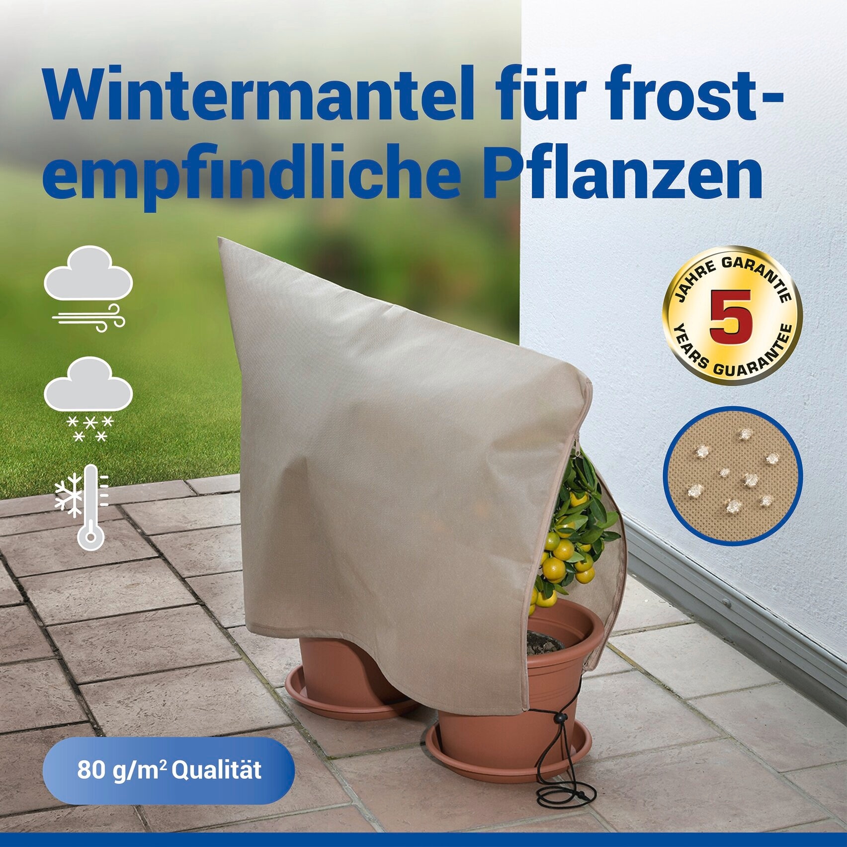 Maximex Winterschutzhaube »Pflanzenschutz-Vlies, 80x60 cm« reißfestes Vlies, mit Reißverschluss und Zugband, BxH: 30x40 cm