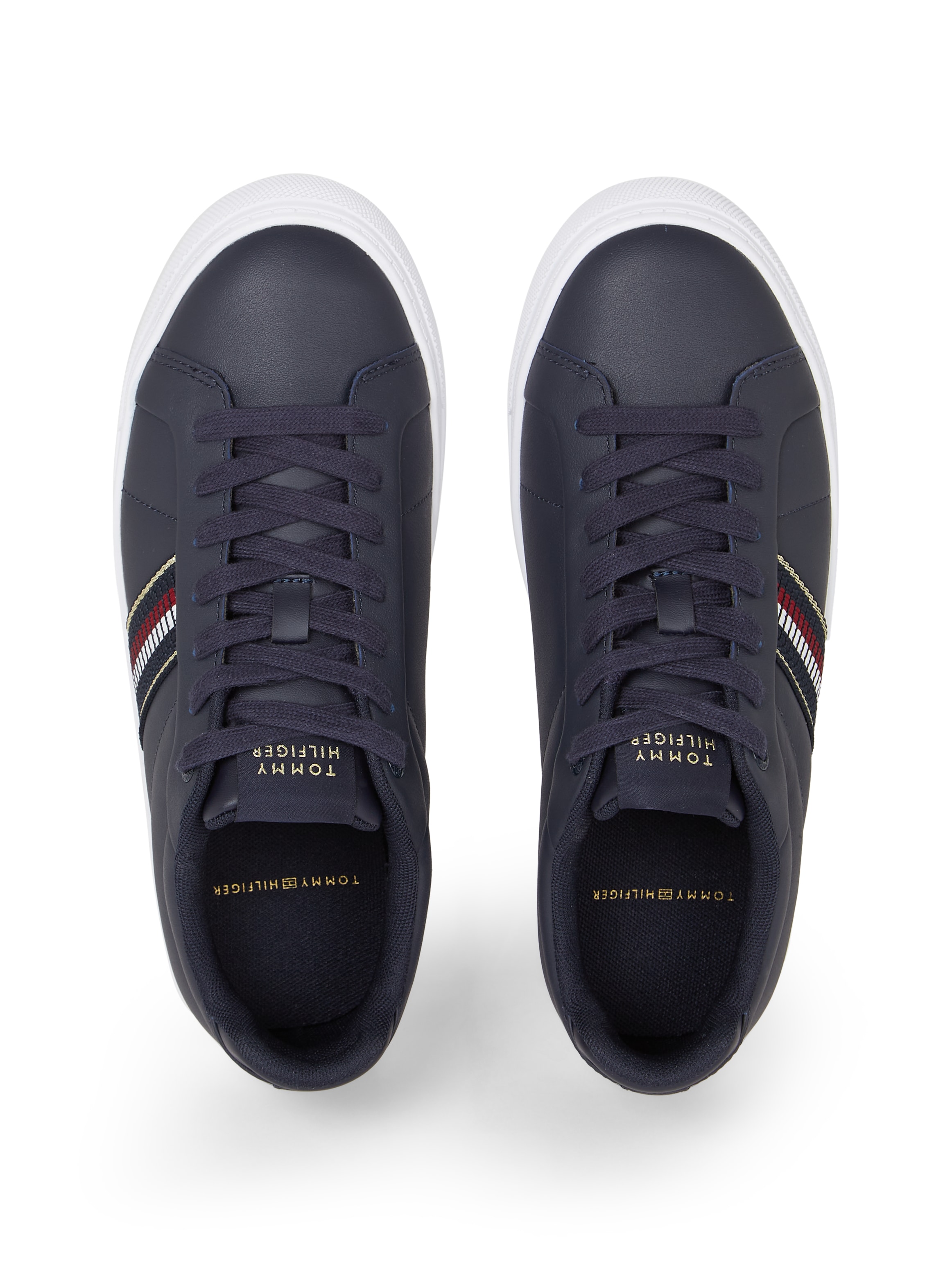 Tommy Hilfiger Plateausneaker »ICON COURT SNEAKERS STRIPES«, Schnürschuh, Freizeitschuh, Halbschuh mit Tommy-Streifen