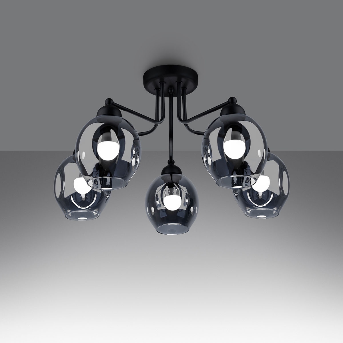SOLLUX lighting Kronleuchter »FILLAN«, 5 flammig, Leuchtmittel E27 | ohne Leuchtmittel, leuchtet nieder