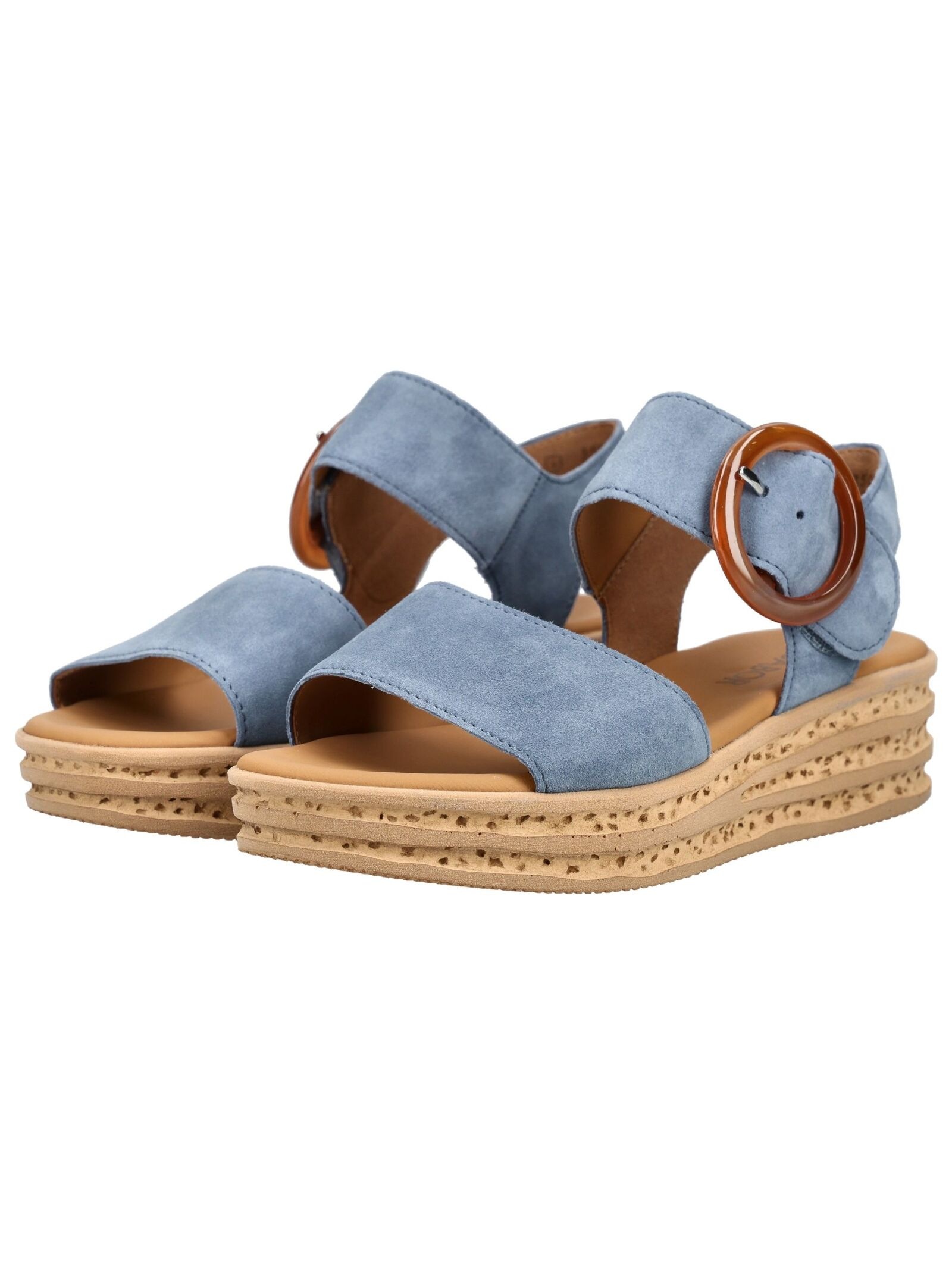 Keilsandalette GABOR "Gabor Sandalen Leder", Damen, Gr. 40, denim, Leder, Schuhe 9