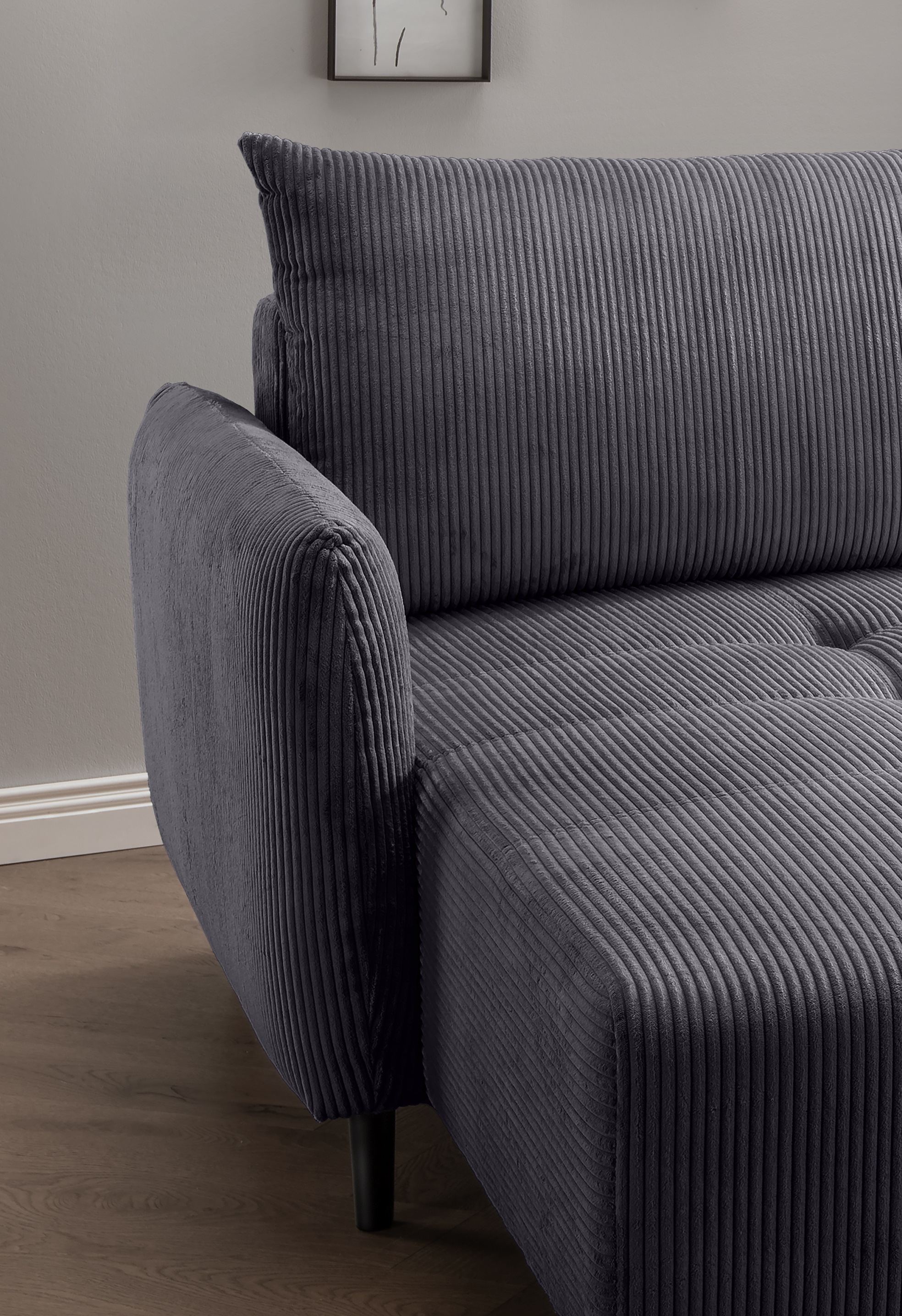 INOSIGN Ecksofa »Mara, L-Form, aktueller Cord Bezug und tolle Farben, schmale Armlehnen«, whlw. mit Bettfunktion,Recamiere links/rechts montierbar, Breite 238cm