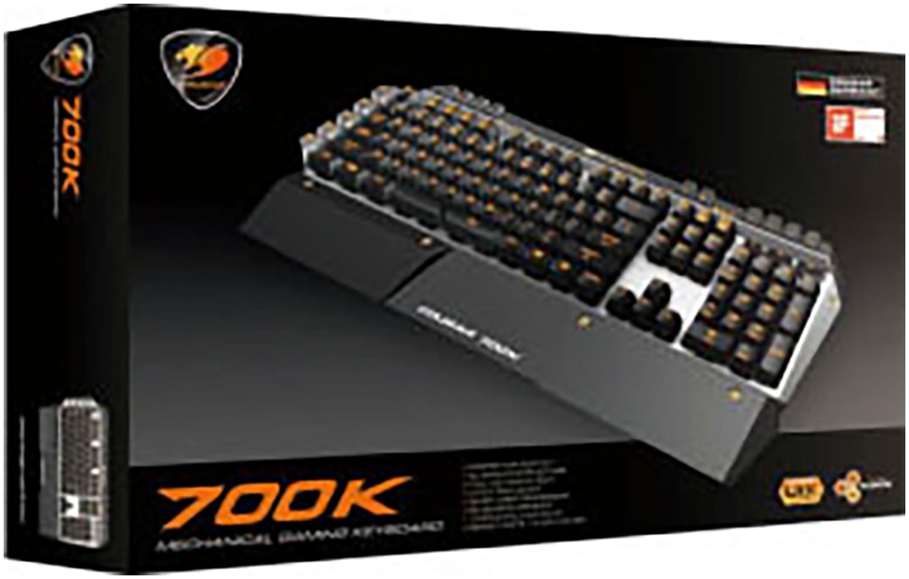 Cougar Gaming-Tastatur »700K MX-Brown (DE)«, (Gaming-Modus-Profil-Speicher-Ziffernblock-Multimedia-Tasten-Handgelenkauflage-Makro-Tasten)