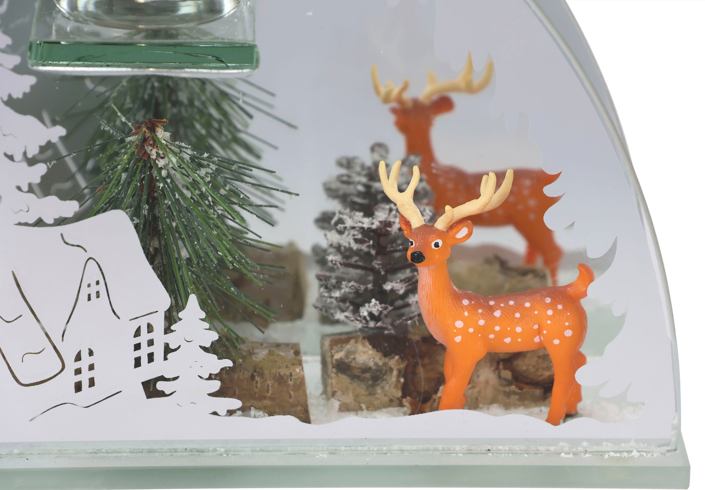 St.), Höhe Winterlandschaft, aus I.GE.A. Spiegelglas, | Deko-Objekt«, ca. (1 BAUR »Weihnachtsdeko, Hirsch-Deko Teelichthalter in cm mit 15 Kerzenhalter,
