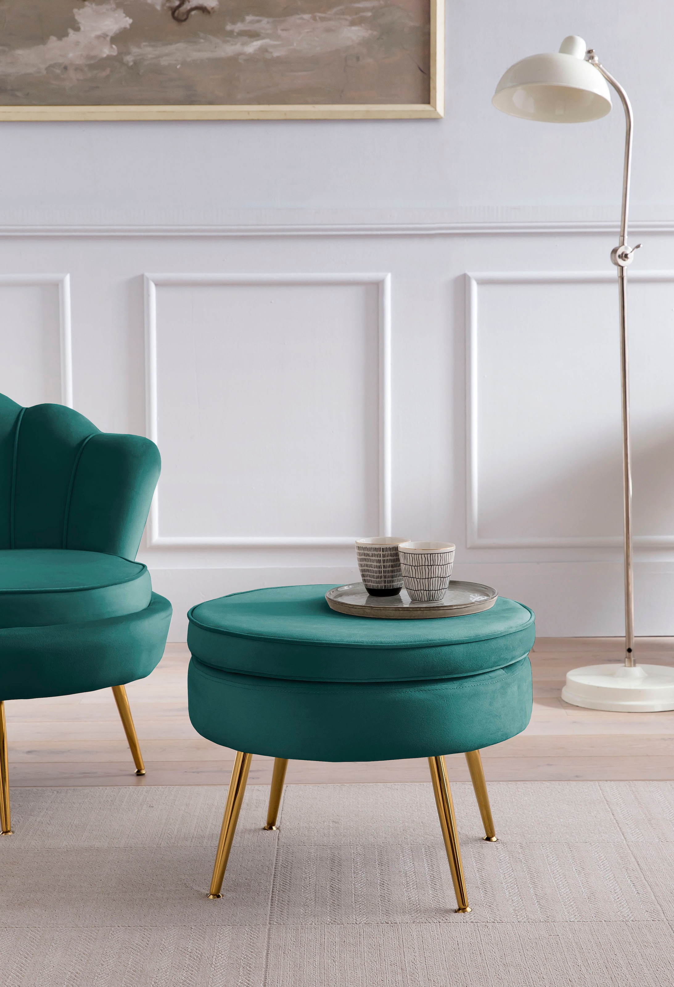 SalesFever Polsterhocker "Calm Gepolsterter Hocker mit Charme", mit hohem S günstig online kaufen
