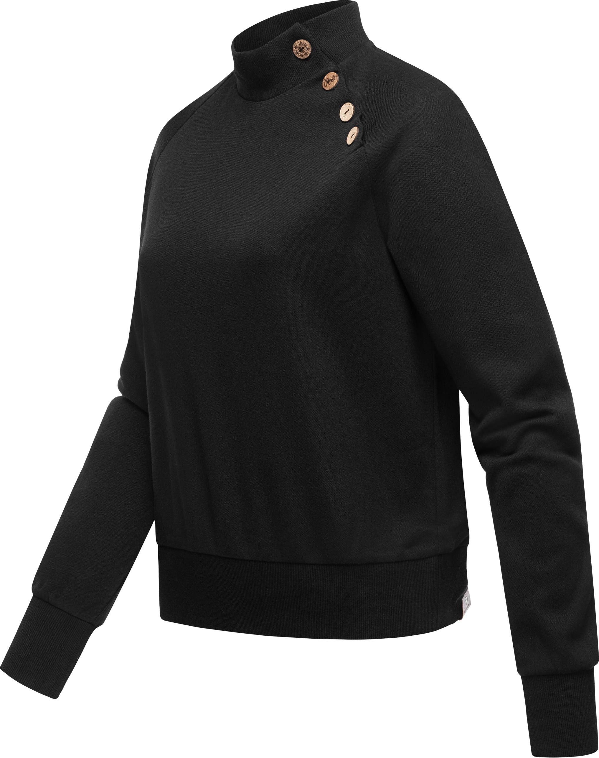 Ragwear Sweatshirt »Majjorka Solid«, Damen Langarmshirt mit Rippbündchen und Zierknöpfen