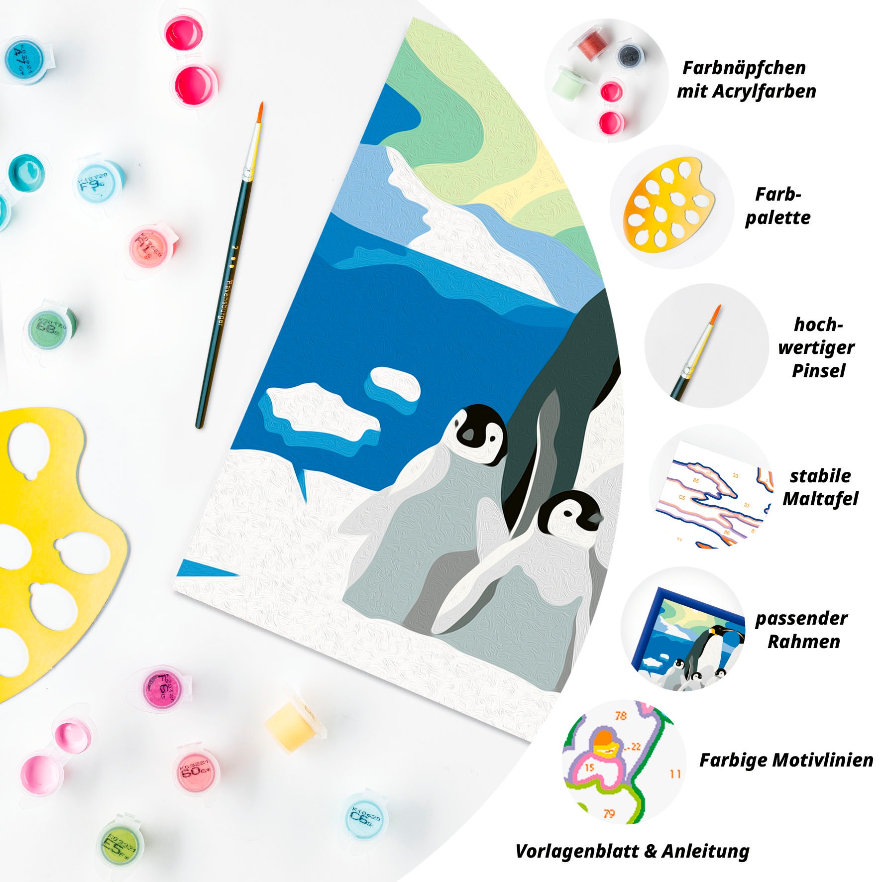 Ravensburger Malen nach Zahlen »CreArt, Pinguin-Familie«, Made in Europe