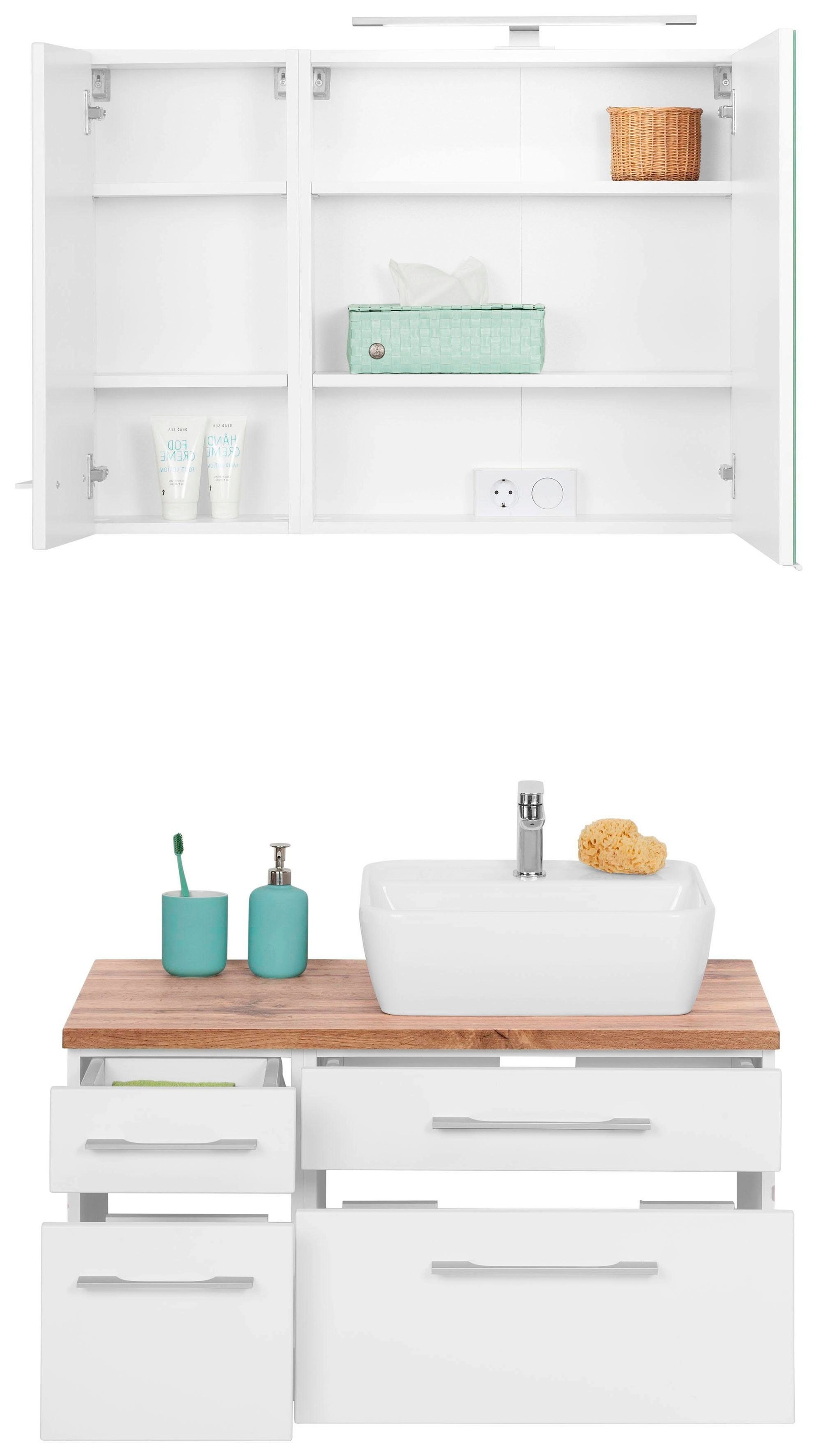 welltime Badmöbel-Set "Davos" 3 Stk. tlg. Breite 50 cm, mit extra Regal günstig online kaufen