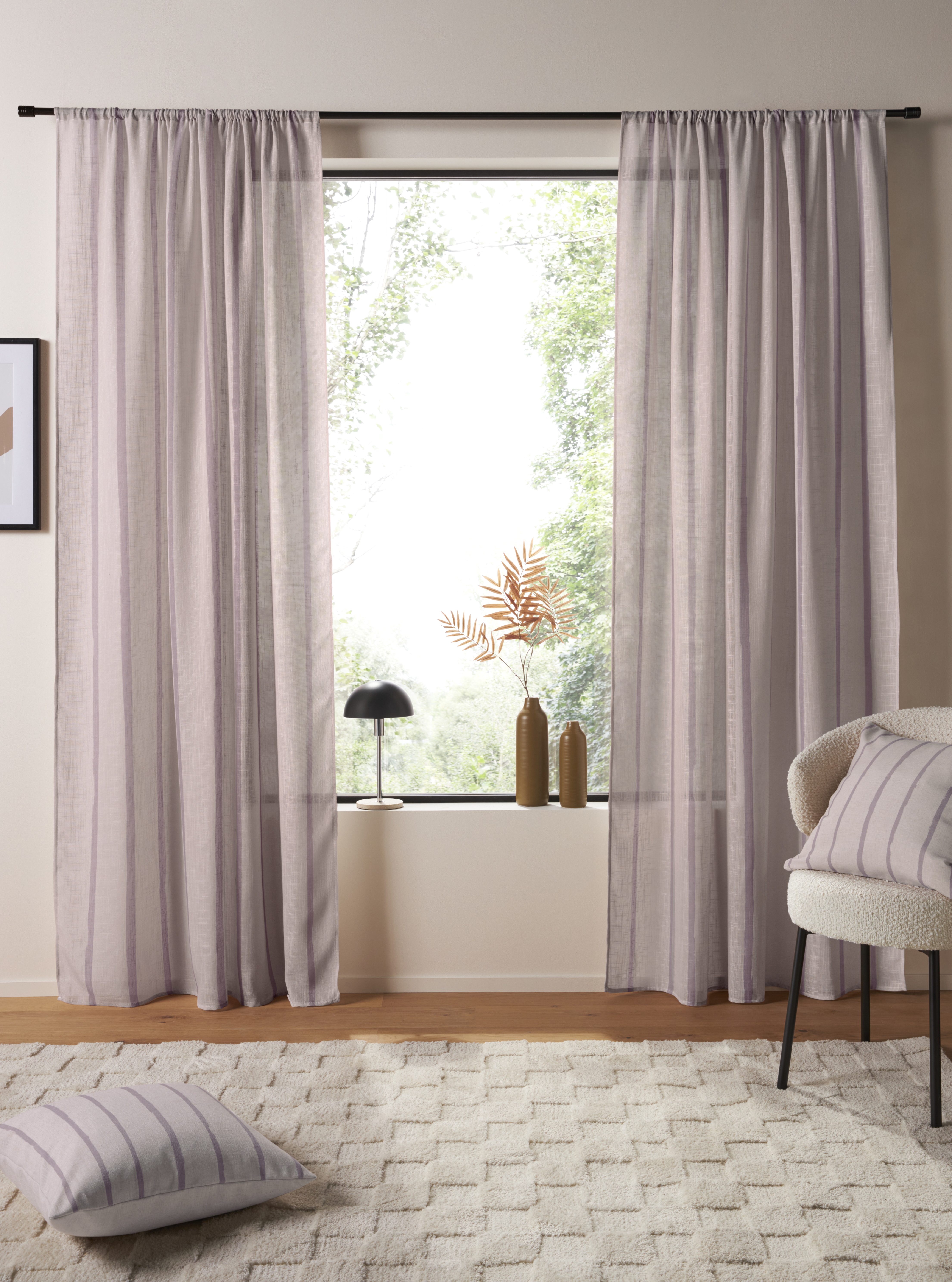 LeGer Home by Lena Gercke Gardine "Zayla" Stangendurchzug 1 Stk. tlg. Leinenoptik, Längsstreifen, Stangendurchzug, leichtes Material
