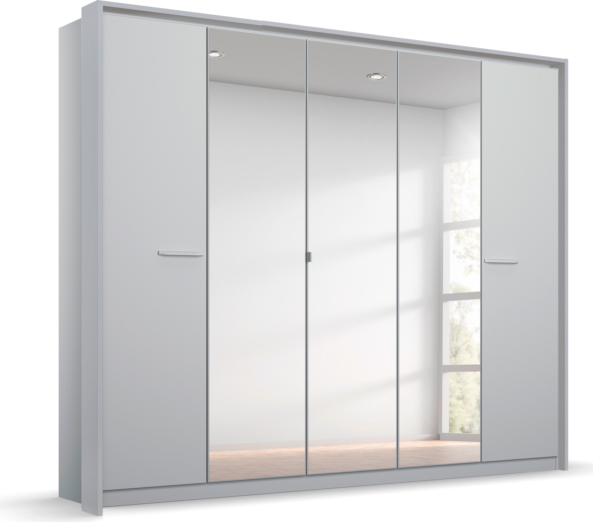 OTTO home Kleiderschrank "Mehrzweckschrank Aktenschrank Möbel Mietswohnung Schlafzimmer OTELI" erhältlich in Breiten 230/275 cm inkl. Innenschubladen und extra Böden, inkl. Passepartout optional mit Beleuchtung MADE IN GERMANY