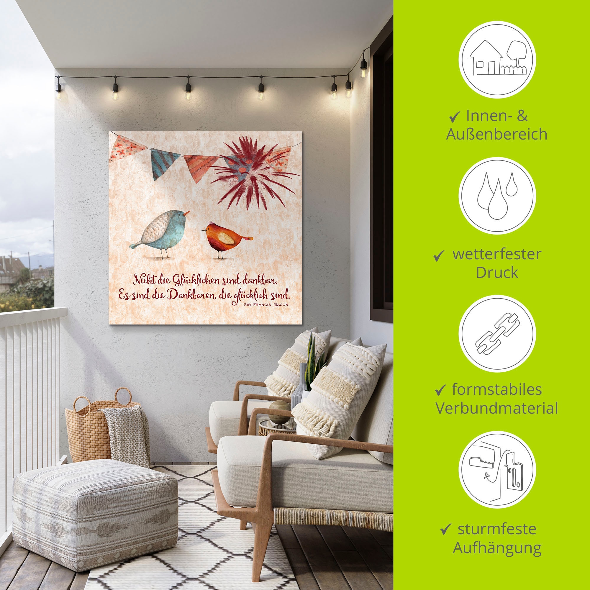Artland Wandbild »Lebensweisheit Glücklich« Tiere 1 Stk. tlg. als Alubild, Leinwandbild in verschied. Größen