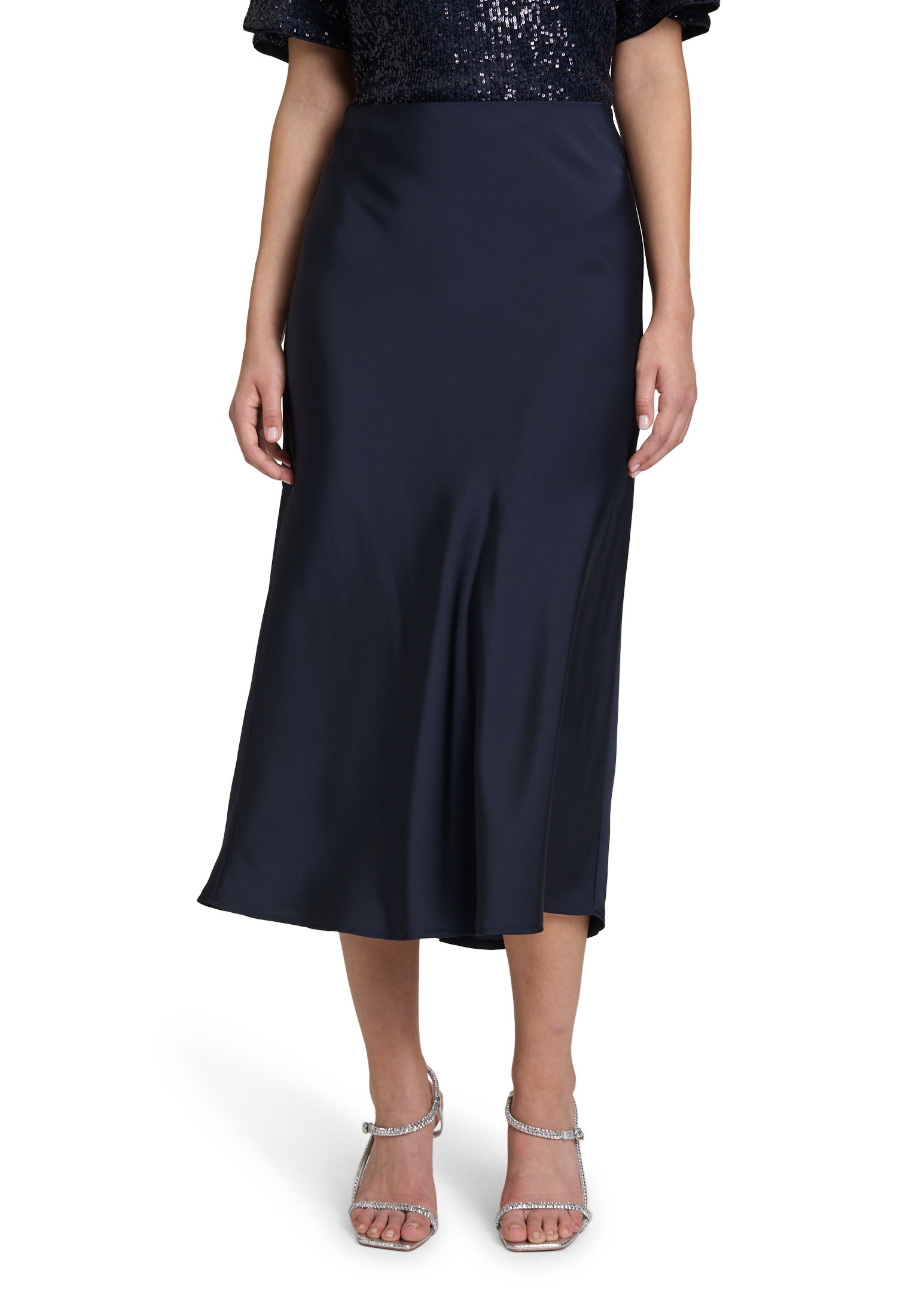 Vera Mont Maxirock "Damen Satinrock wadenlang" Material günstig online kaufen