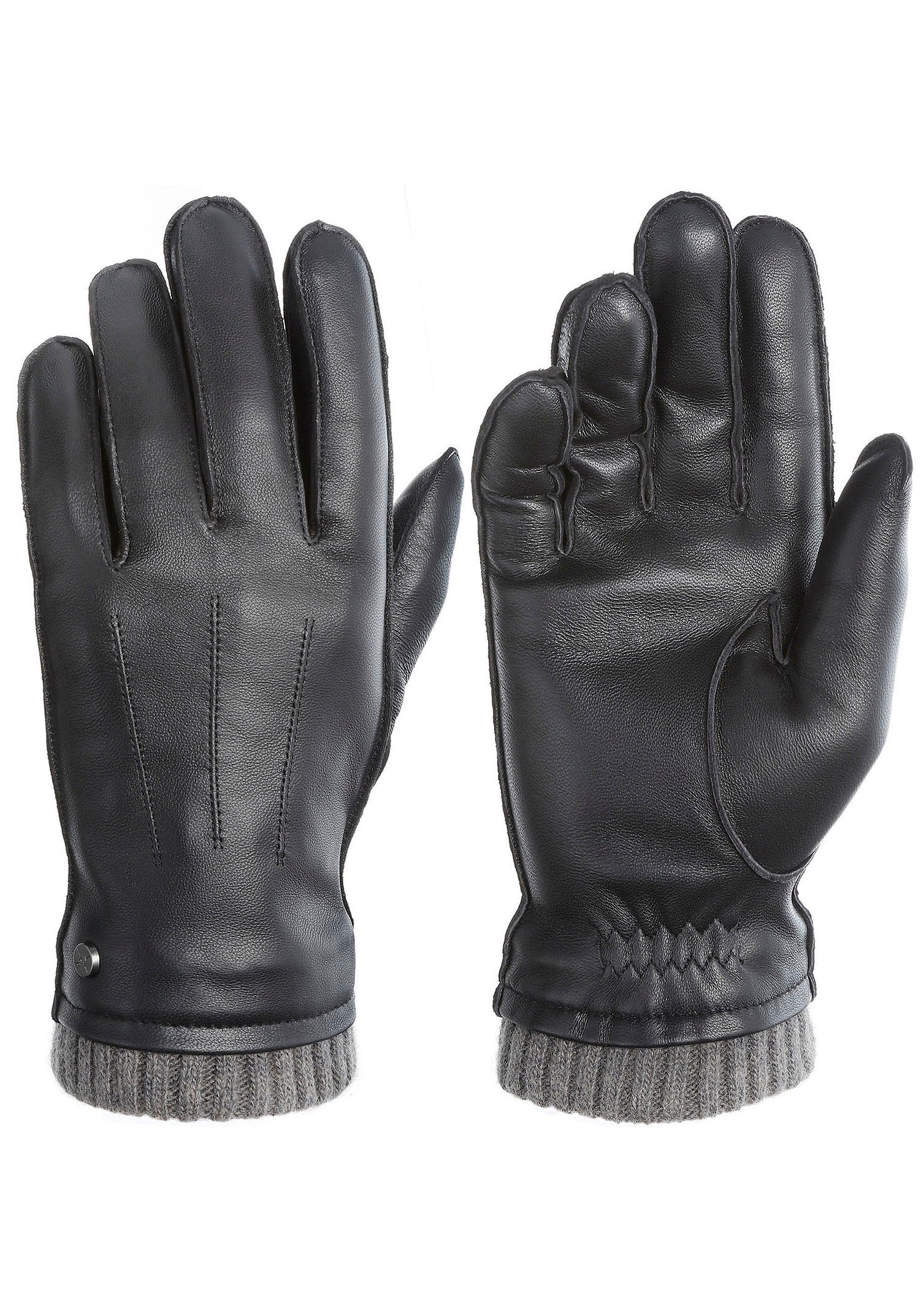 PEARLWOOD Lederhandschuhe "JACKSON", (1 Paar), Strickbündchen, dekorative Z günstig online kaufen