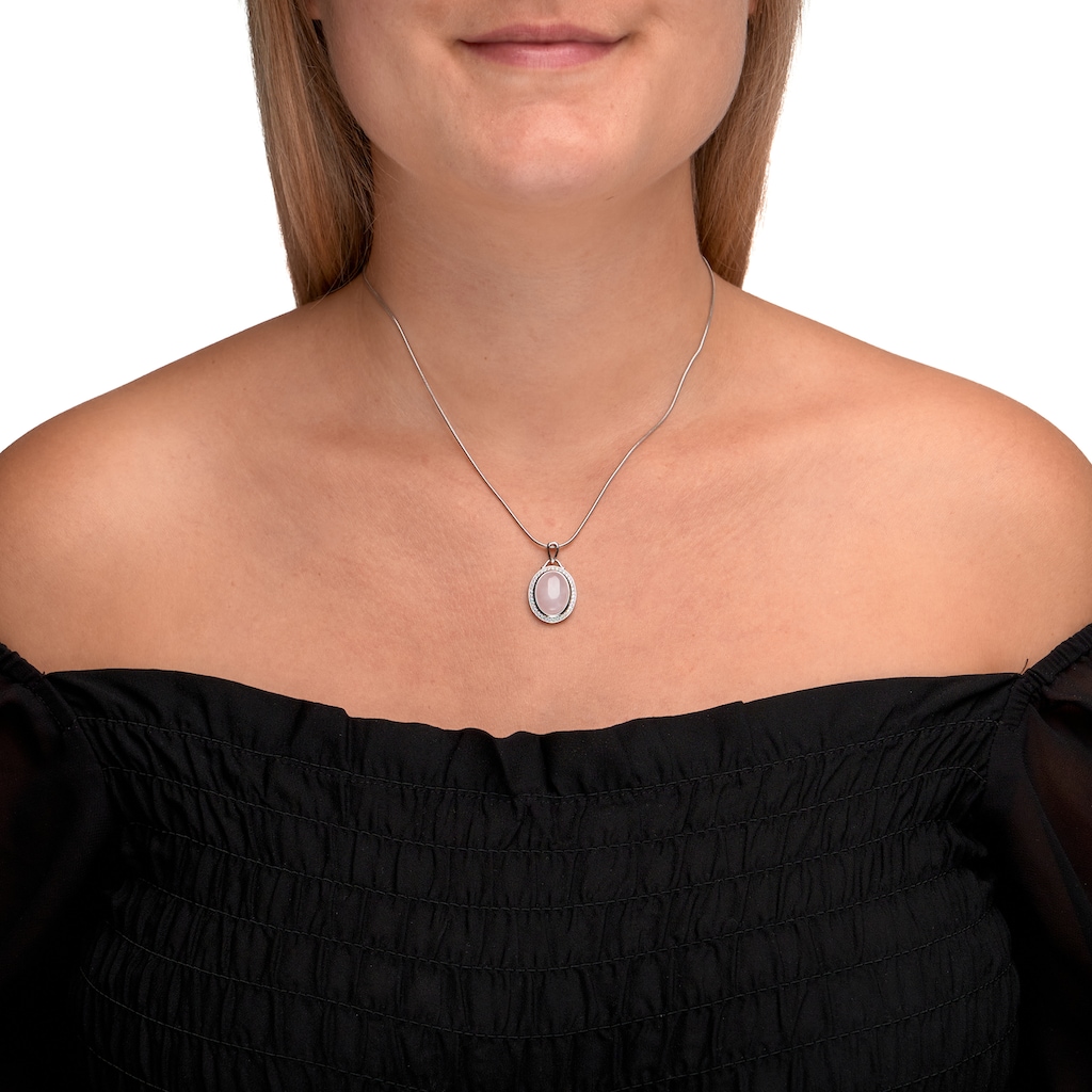 Zeeme Kette mit Anhänger »925/- Sterling Silber Rosenquarz«