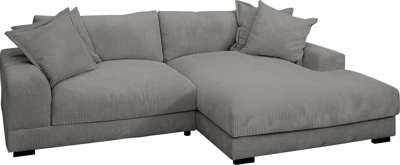 TRENDMANUFAKTUR Ecksofa »Zinal, aktuelles Design, mit 4 Zierkissen,«, mit extra softem Sitz, in trendiger Breitcord-Optik, L-Form