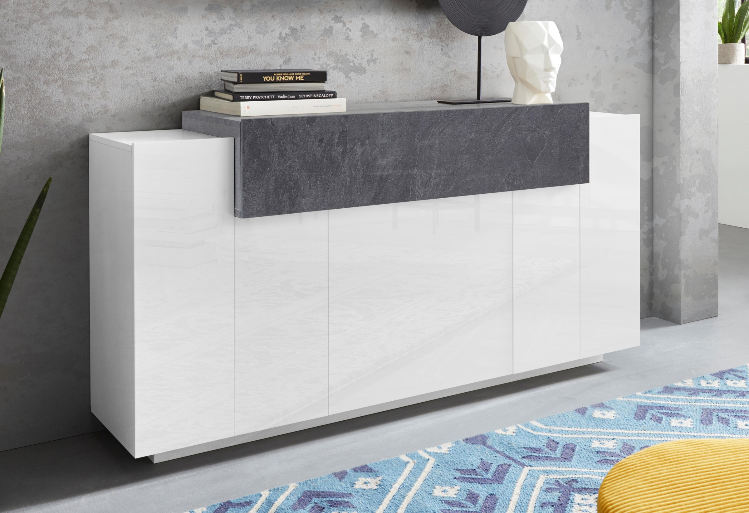 INOSIGN Sideboard »Coro, Kommode, Schrank, Kredenz, grifflos mit Einlegeböden«, mit 1 klappe, 3 Türen, Doppeltiefe B/T/H 160x45x85,6cm