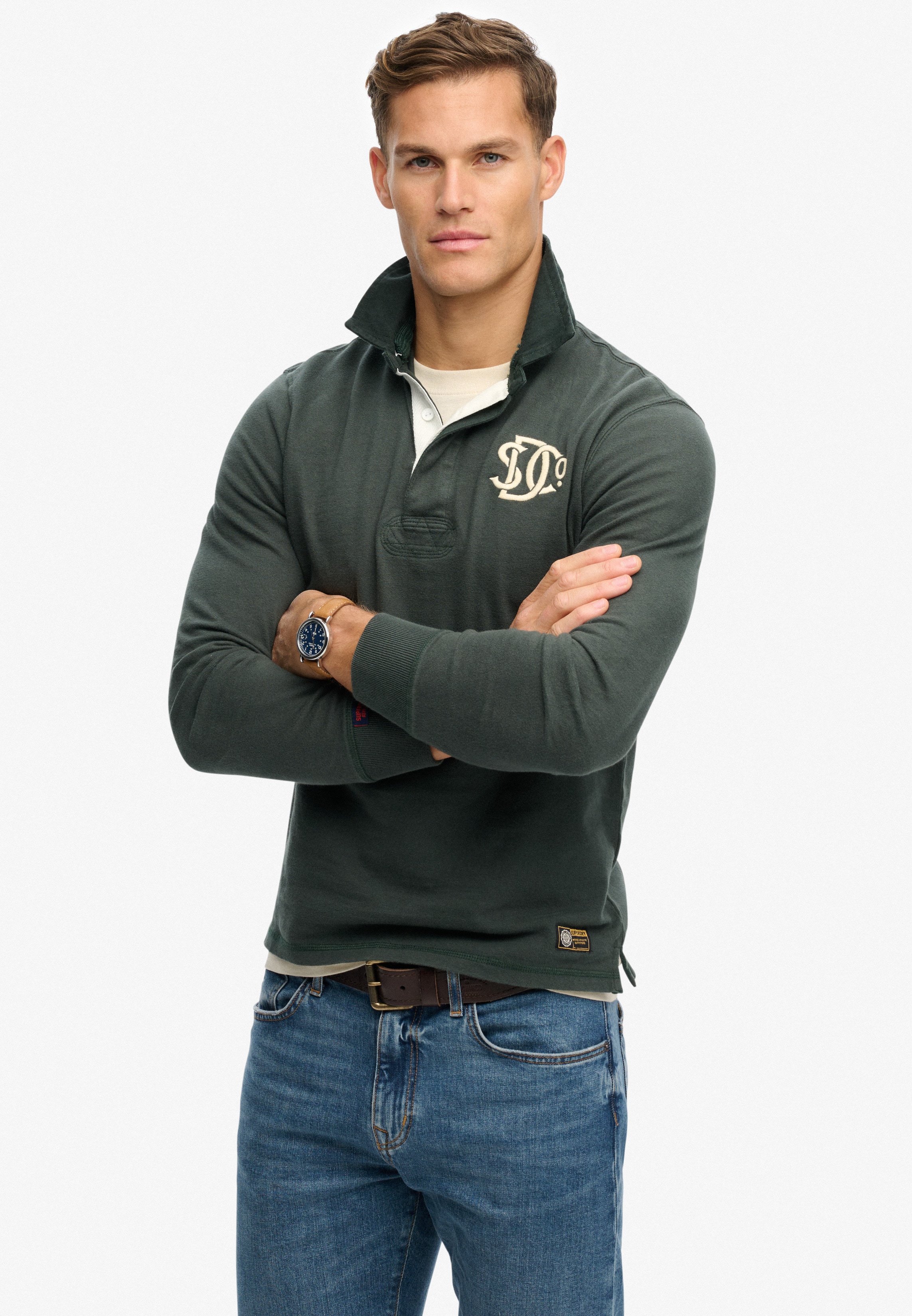 Superdry Langarmshirt "VINTAGE ATHLETIC RUGBY" Baumwolle, relaxed fit