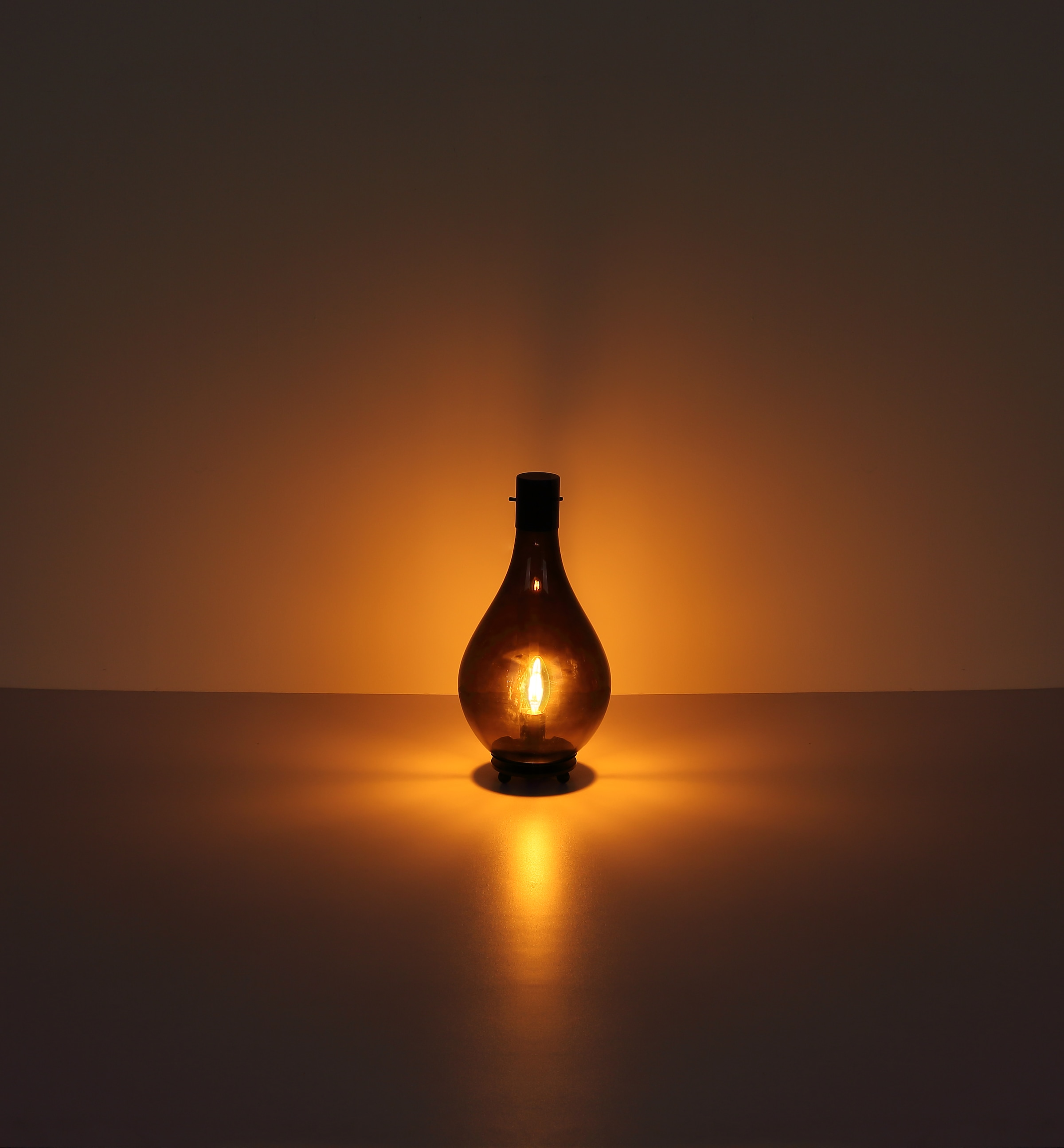 GLOBO LIGHTING Tischleuchte »OSKUS« E14 1 Stk. Tischlampe Glas rauchfarben schwarz Schlafzimmer Flur