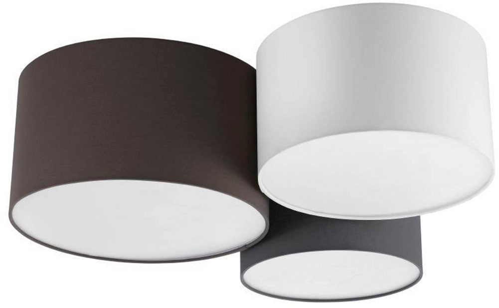 EGLO Deckenleuchte »PASTORE Deckenlampe, weiß, braun, grau, 3 runde Lampenschirme, E27«, 3 flammig, Leuchtmittel E27 | ohne Leuchtmittel, Wohnzimmer, Esszimmer, Schlafzimmer, Textilschirme, 61x49,5x25,5cm