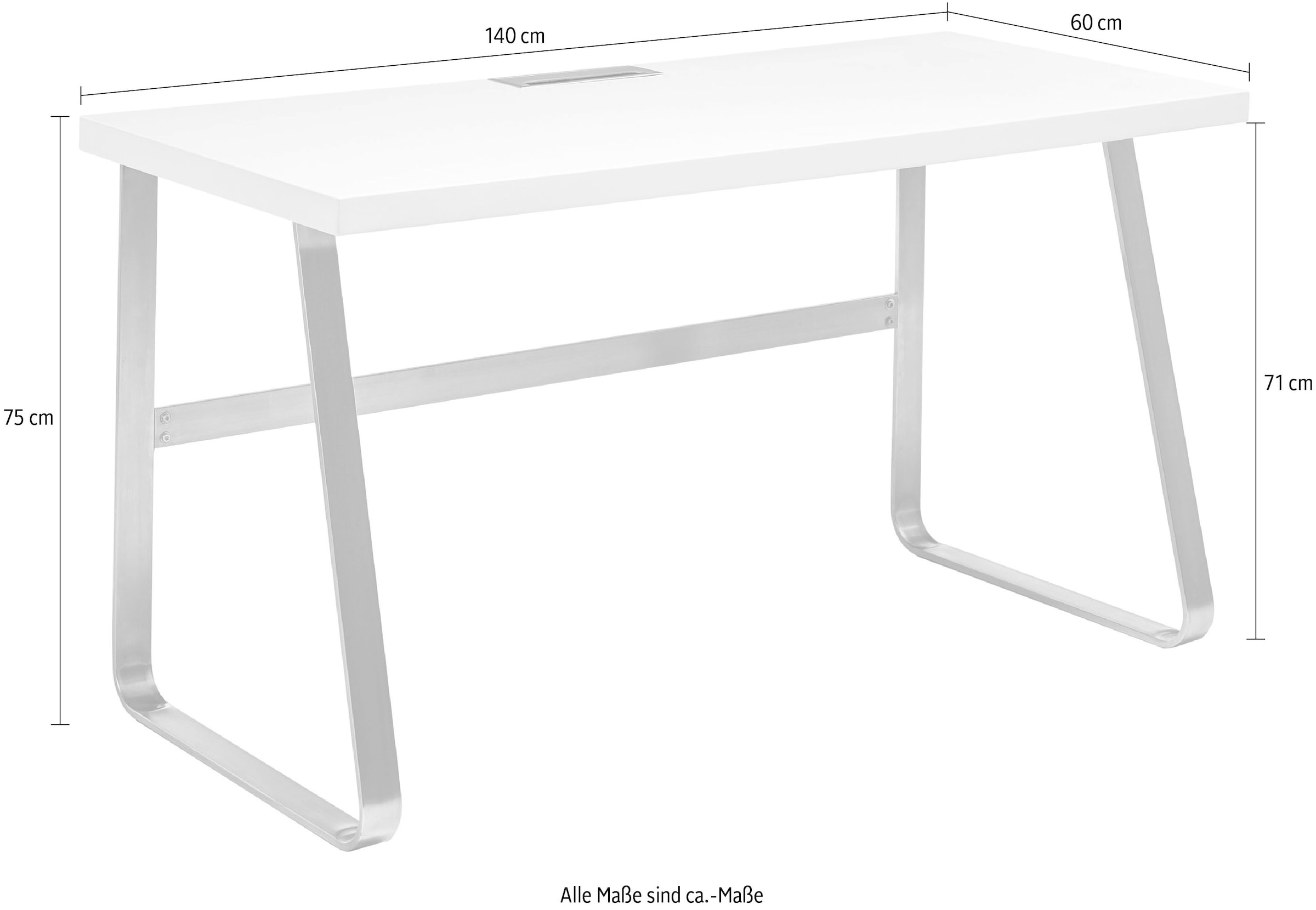 cm 140 BAUR »Beno«, Breite kaufen in mit furniture Gestell Schreibtisch | Edelstahloptik MCA
