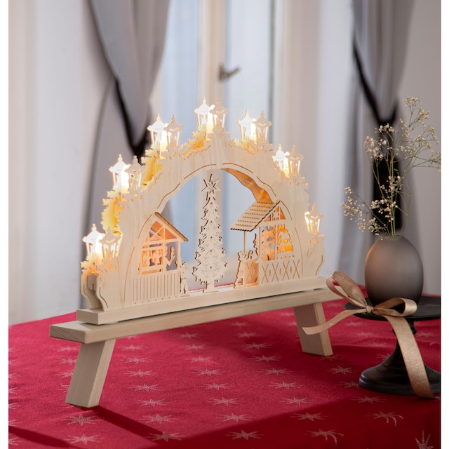 Weigla Schwibbogen-Fensterbank »Weihnachtsdeko«, FSC®-zertifiziertes  Buchenholz, buche-hell, Höhe ca. 11 cm bestellen | BAUR