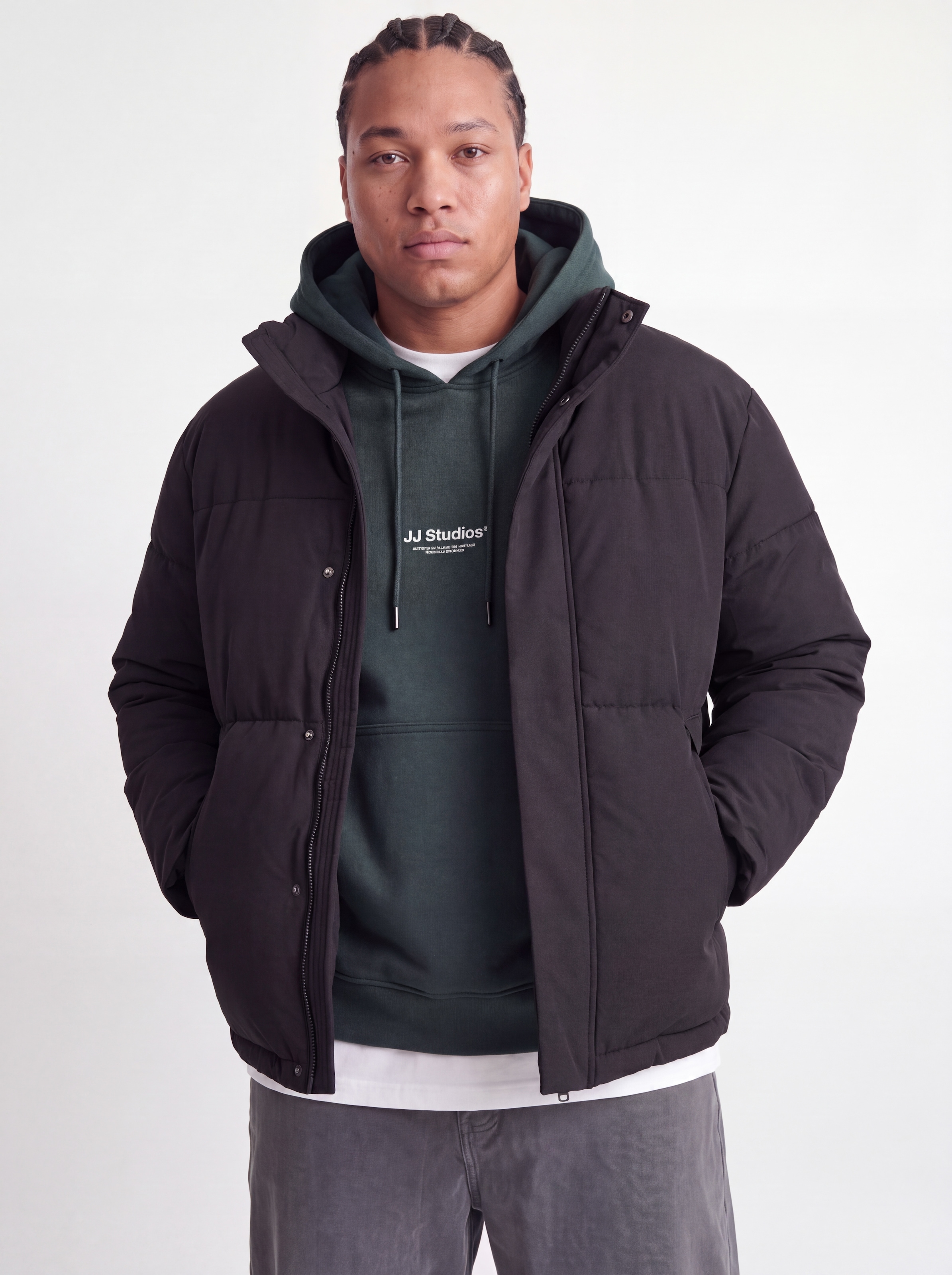 Jack & Jones PlusSize Steppjacke "JJESOHO PUFFER COLLAR AW26 SN PLS" Kunstfaser, mit verdecktem Reißverschluss