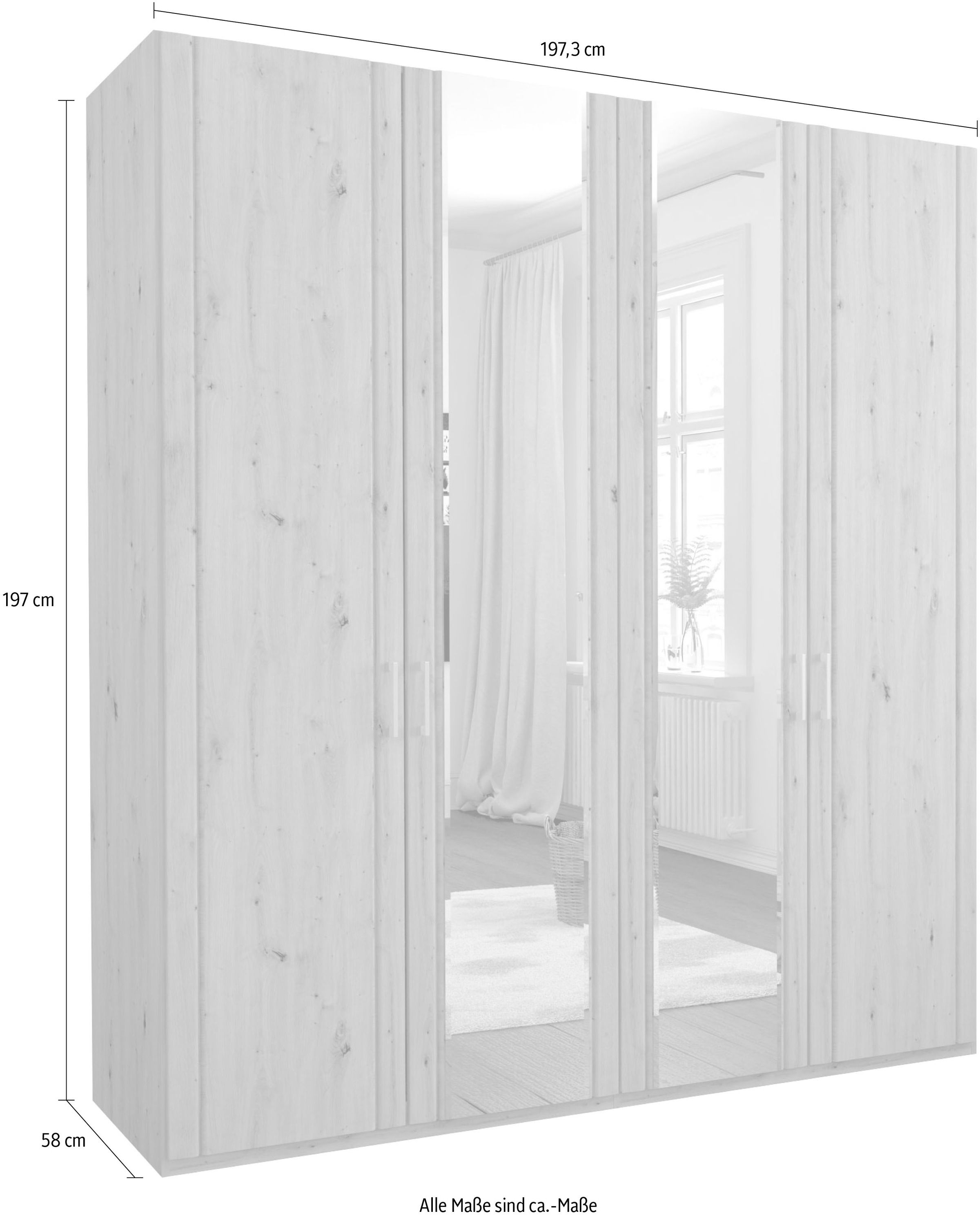 WIEMANN Drehtürenschrank »Mainau«, mit Holz- und Spiegeltüren