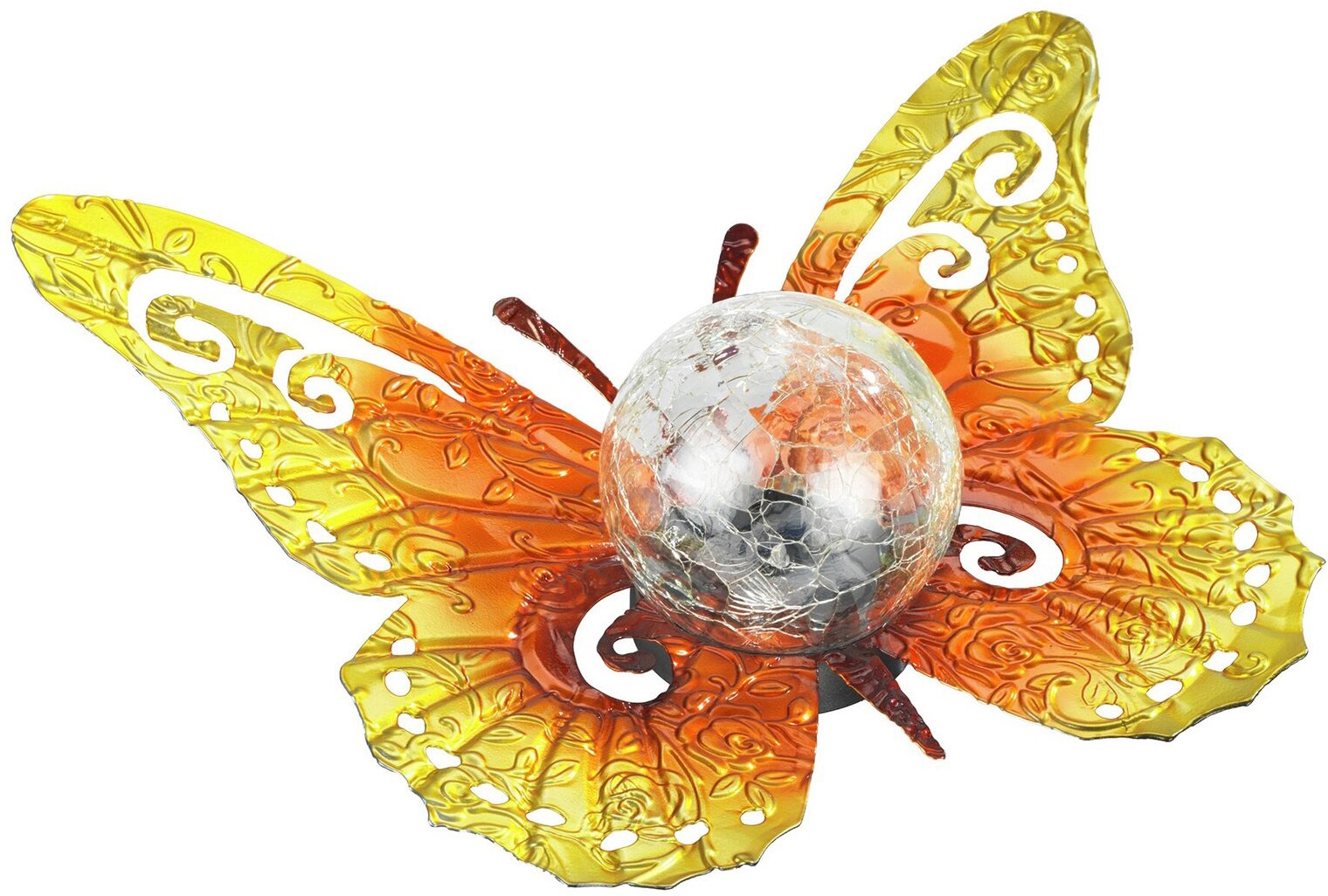 LED Gartenleuchte MAXIMEX "Modell Schmetterling", gold, B:35cm H:11,5cm L:27,5cm, Leuchten, LED Gartenleuchte, dekorative Gartenbeleuchtung, solarbetrieben, witterungsbeständig