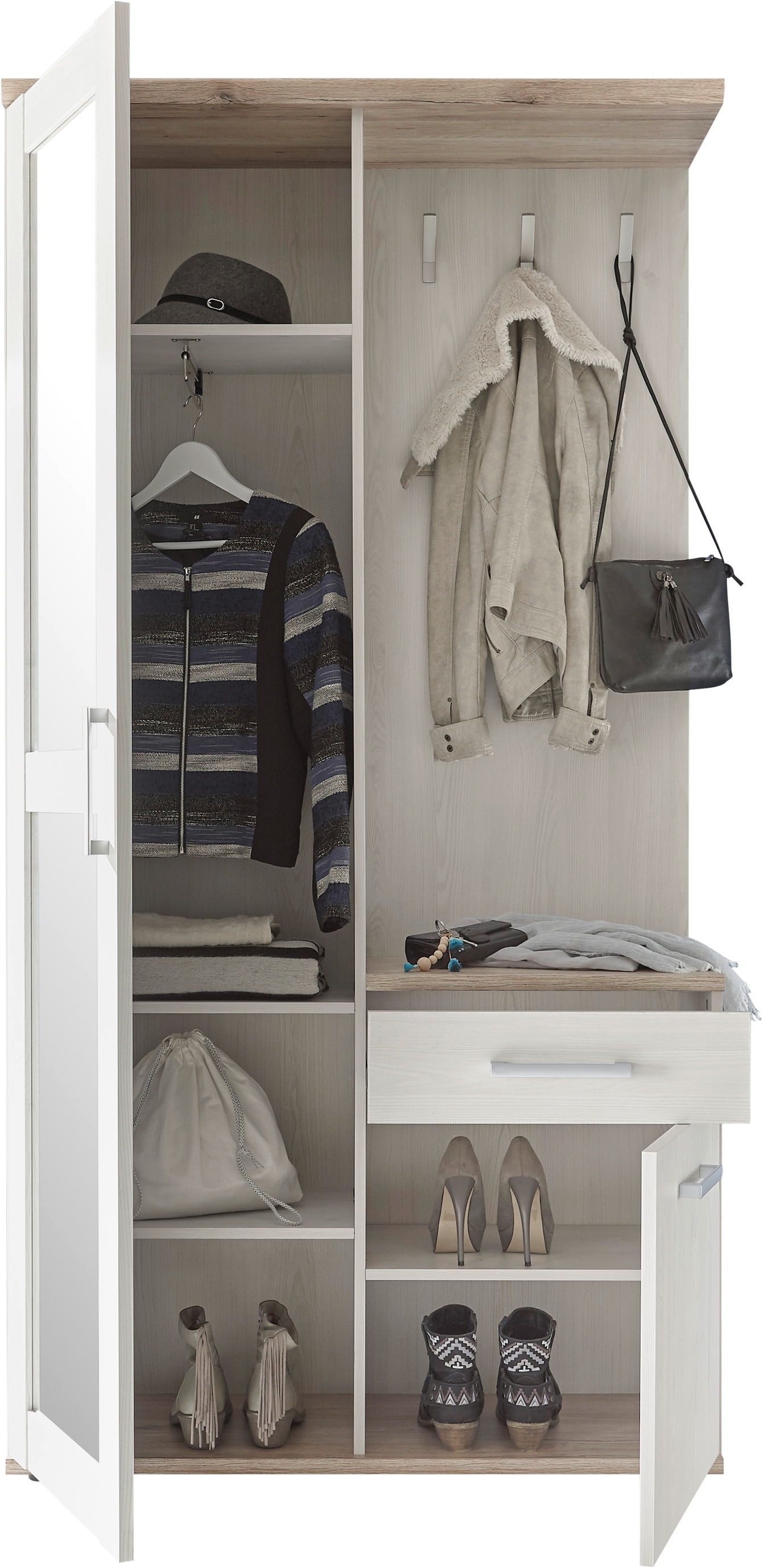 HBZ Kompaktgarderobe »Romance«, (1 St.), im Landhausstil, Garderobe mit Spiegel