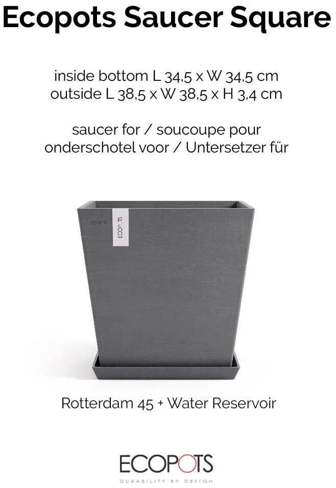 ECOPOTS Topfuntersetzer »Quadratisch 45 Grau«, für innen und außen: frostsicher, bruchsicher und lichtbeständig