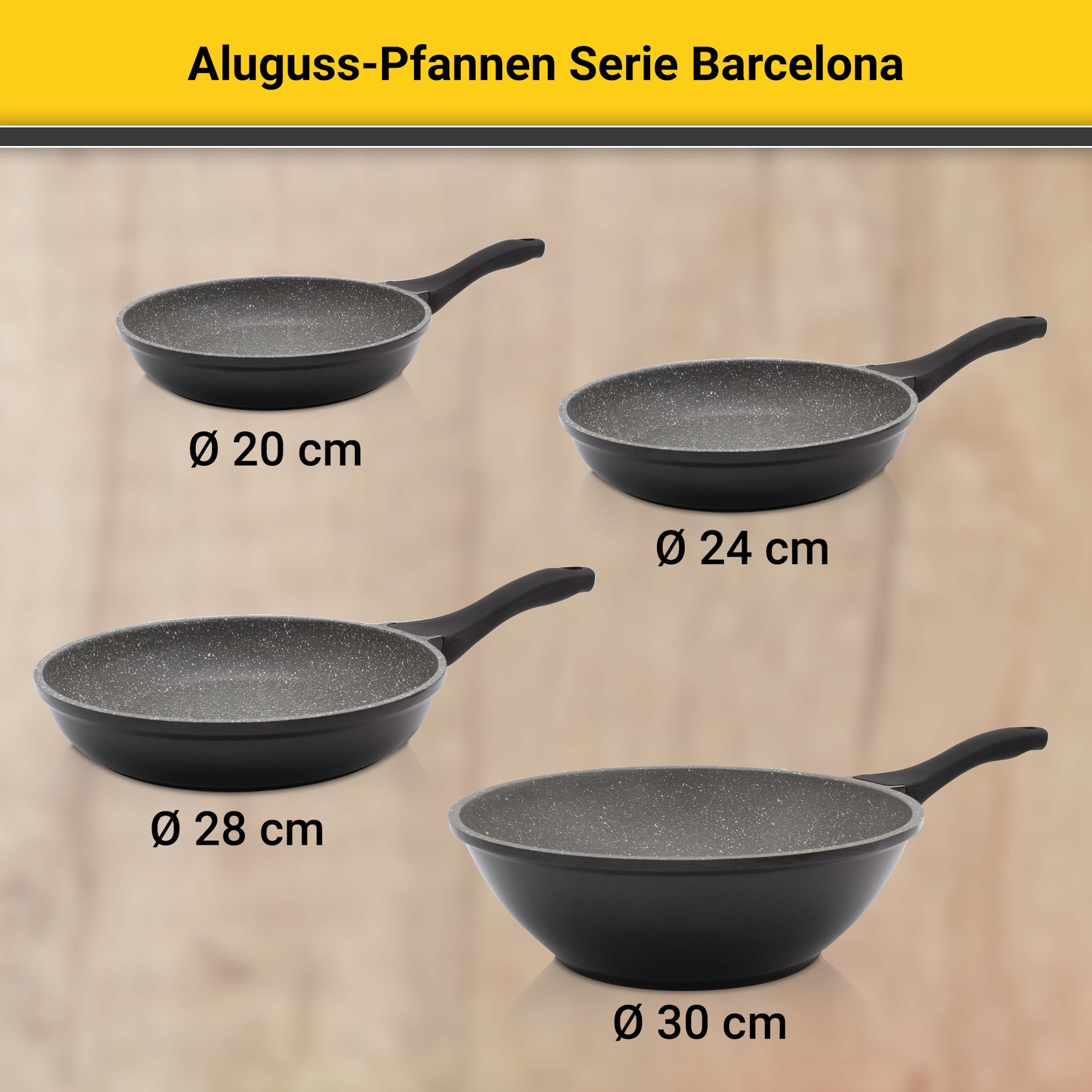 Krüger Pfannen-Set »Barcelona«, Aluminiumguss, (Set, 2 tlg.), Ø 24/28 cm, Induktion