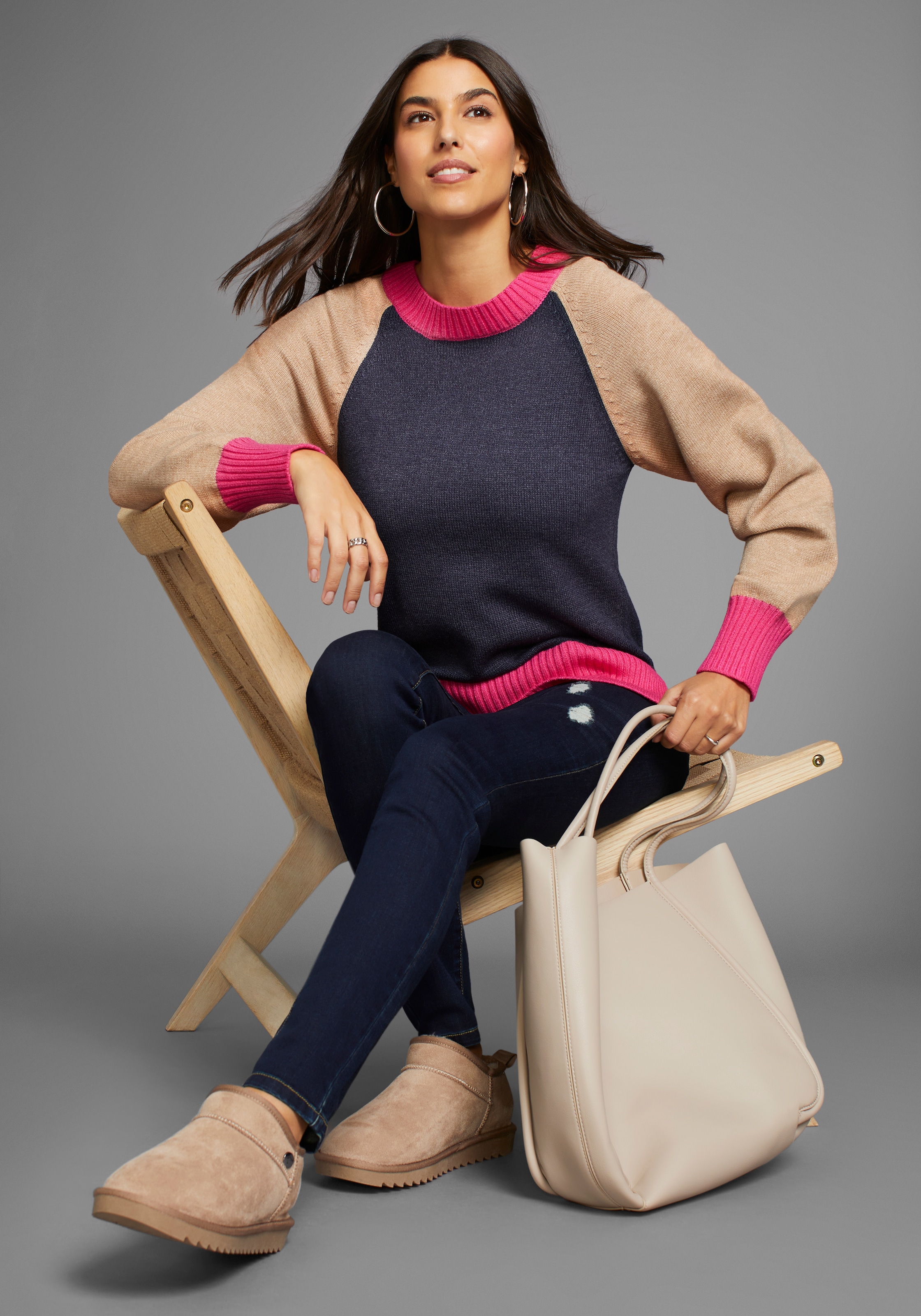 Laura Scott Rundhalspullover, mit Colorblock