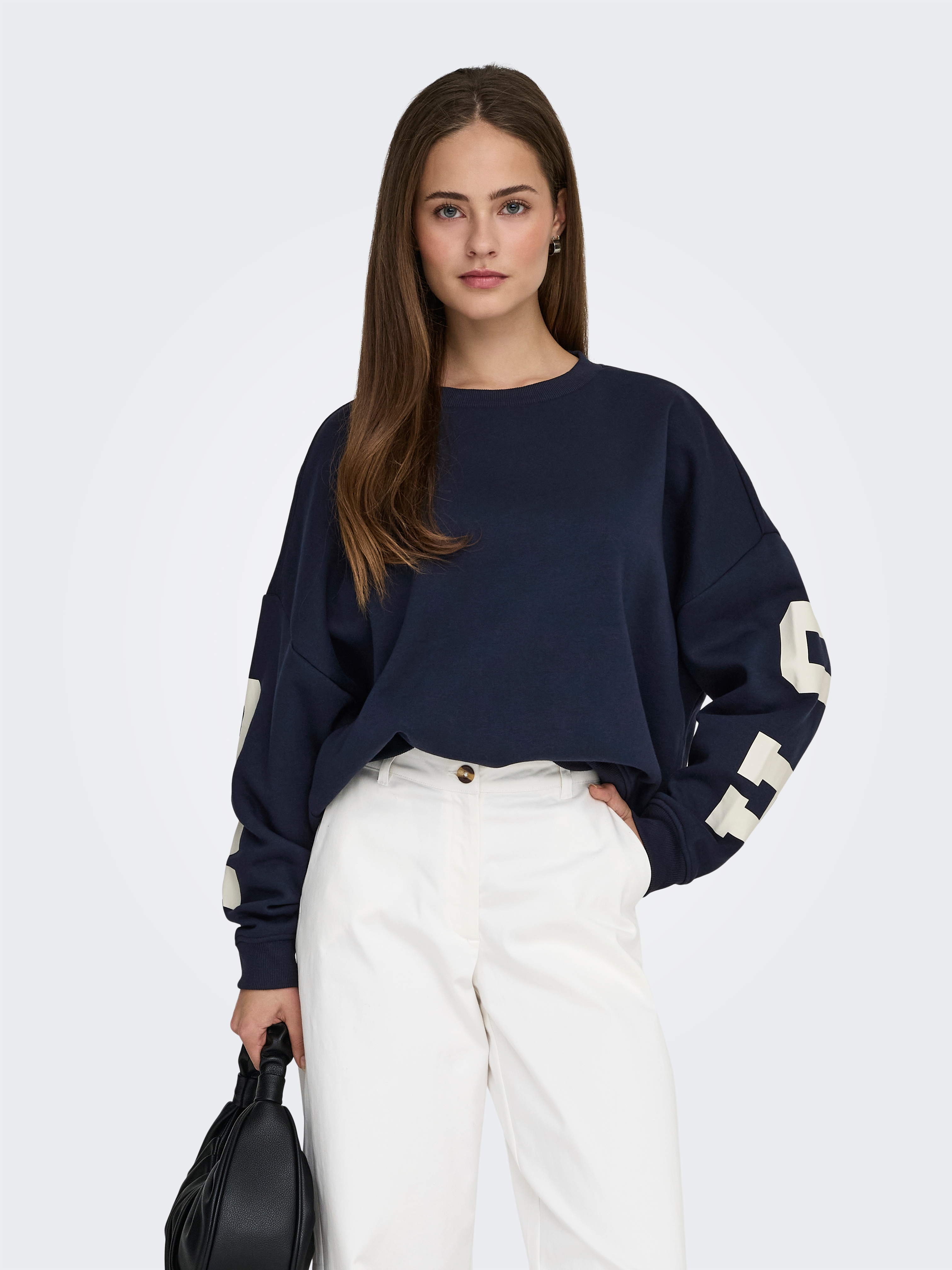 ONLY Sweatshirt "ONLSWEAT L/S BACK/SLEEVE PRINT SWT NOOS", Baumwollmischung, loose fit