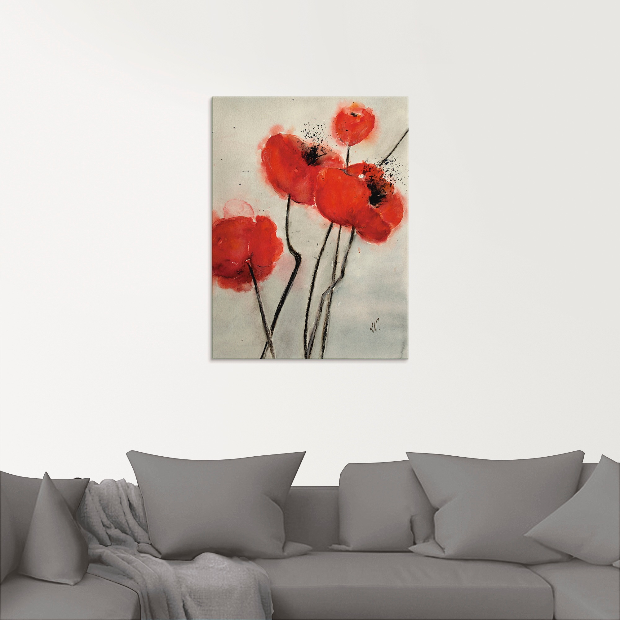 Artland Glasbild »Roter Mohn«, Blumen, (1 St.), in verschiedenen Größen