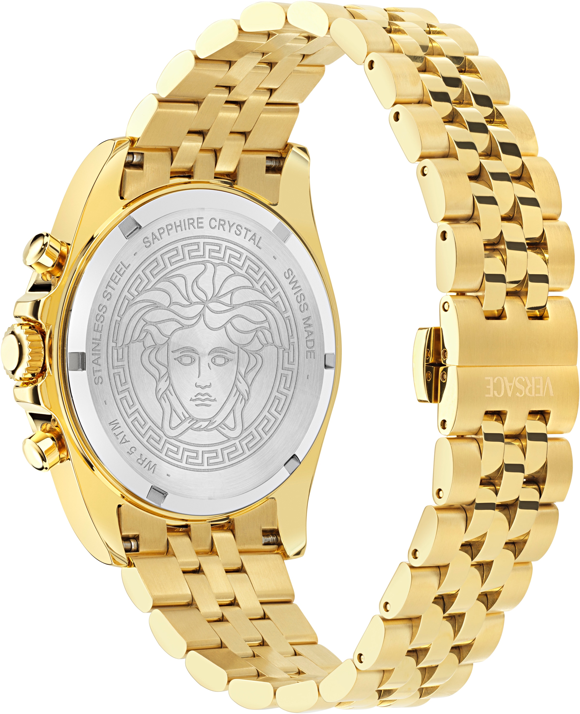 Versace Chronograph »GRECA CHRONO WAVE«, Quarzuhr, Armbanduhr, Herrenuhr, Swiss Made, Edelstahlarmband, analog