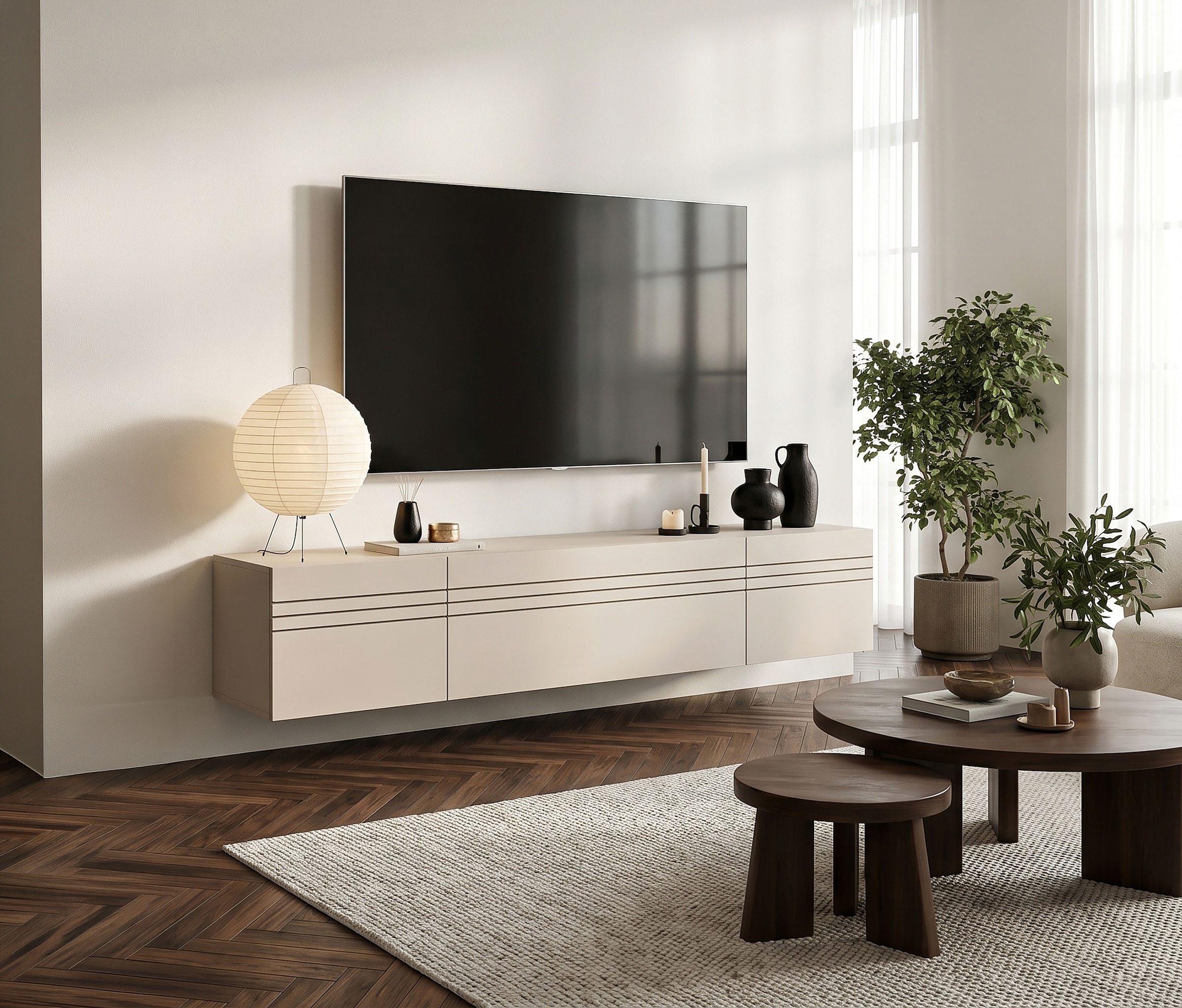 OTTO home Lowboard "SPIAGGIA, 3-teiliges Set, Breite 180cm, stehend & hängend montierbar" TV-Möbel, TV-Schrank, TV-Lowboard, Mediaboard