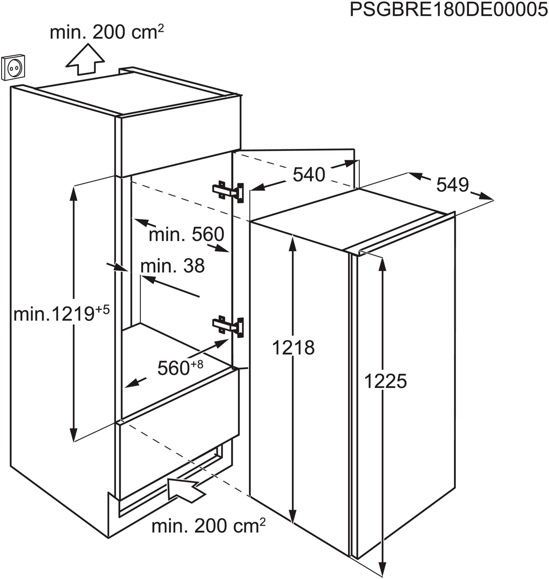 AEG Einbaukühlschrank Serie 5000 »TSF5O12ES«, 181 L, variable Glasablagen bis zu 25 kg belastbar, Touch, Festtür
