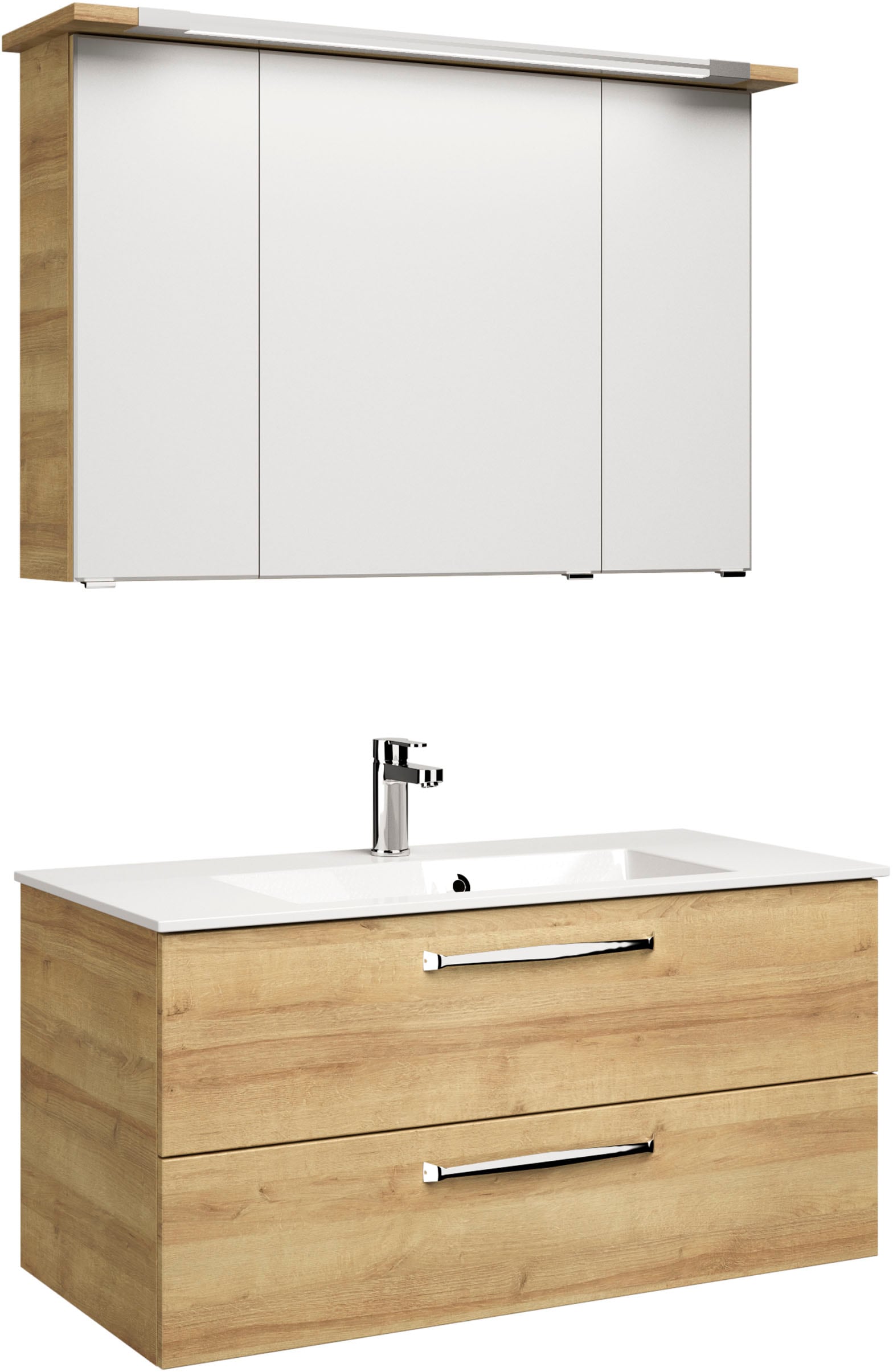 Saphir Badmöbel-Set "Trentino 2-tlg Mineralmarmor-Waschtisch, Spiegelschran günstig online kaufen