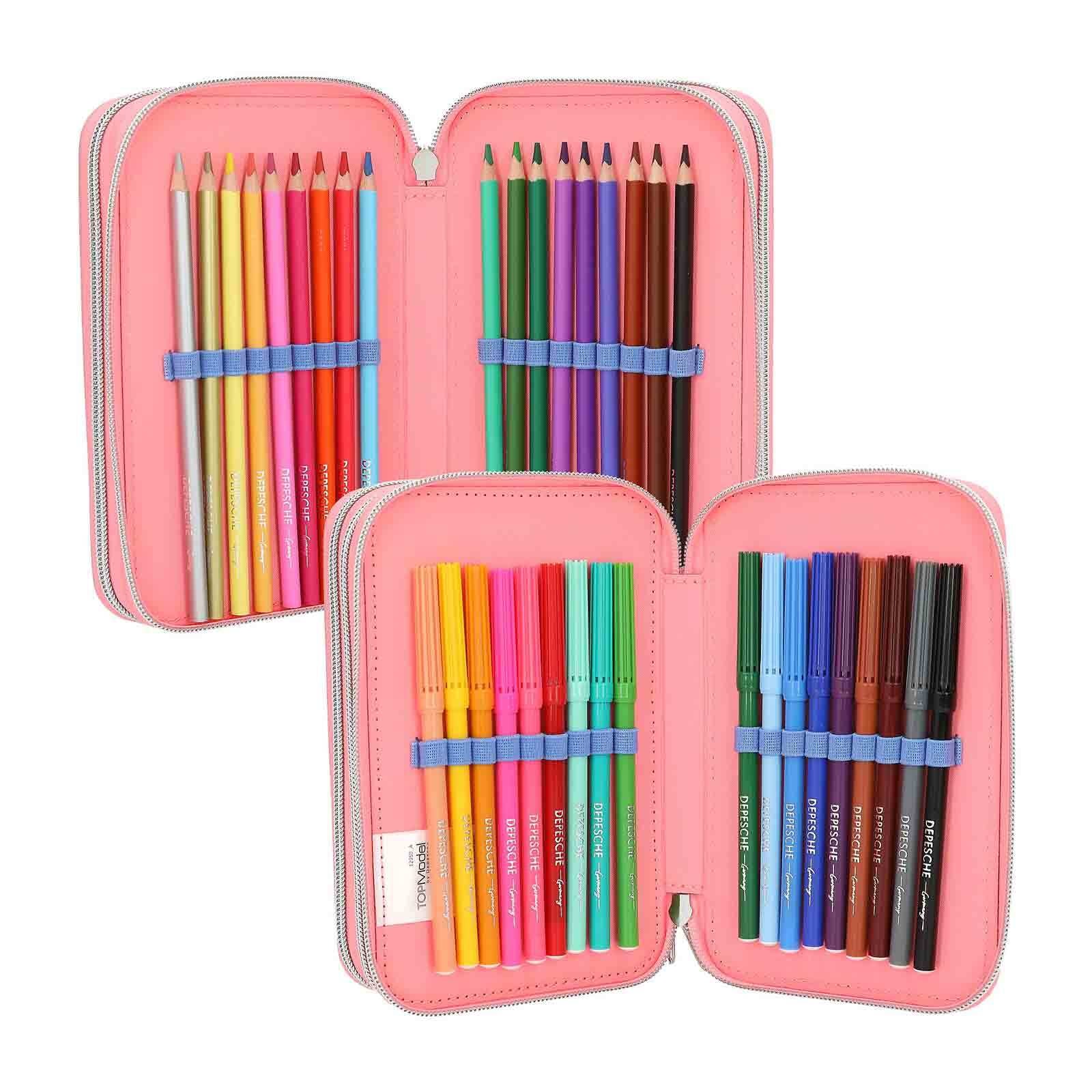 Depesche Buntstift »3-Fach Federtasche inkl. Stifte TOPModel 20,5 x 14,3 x 7,5 cm bunt«