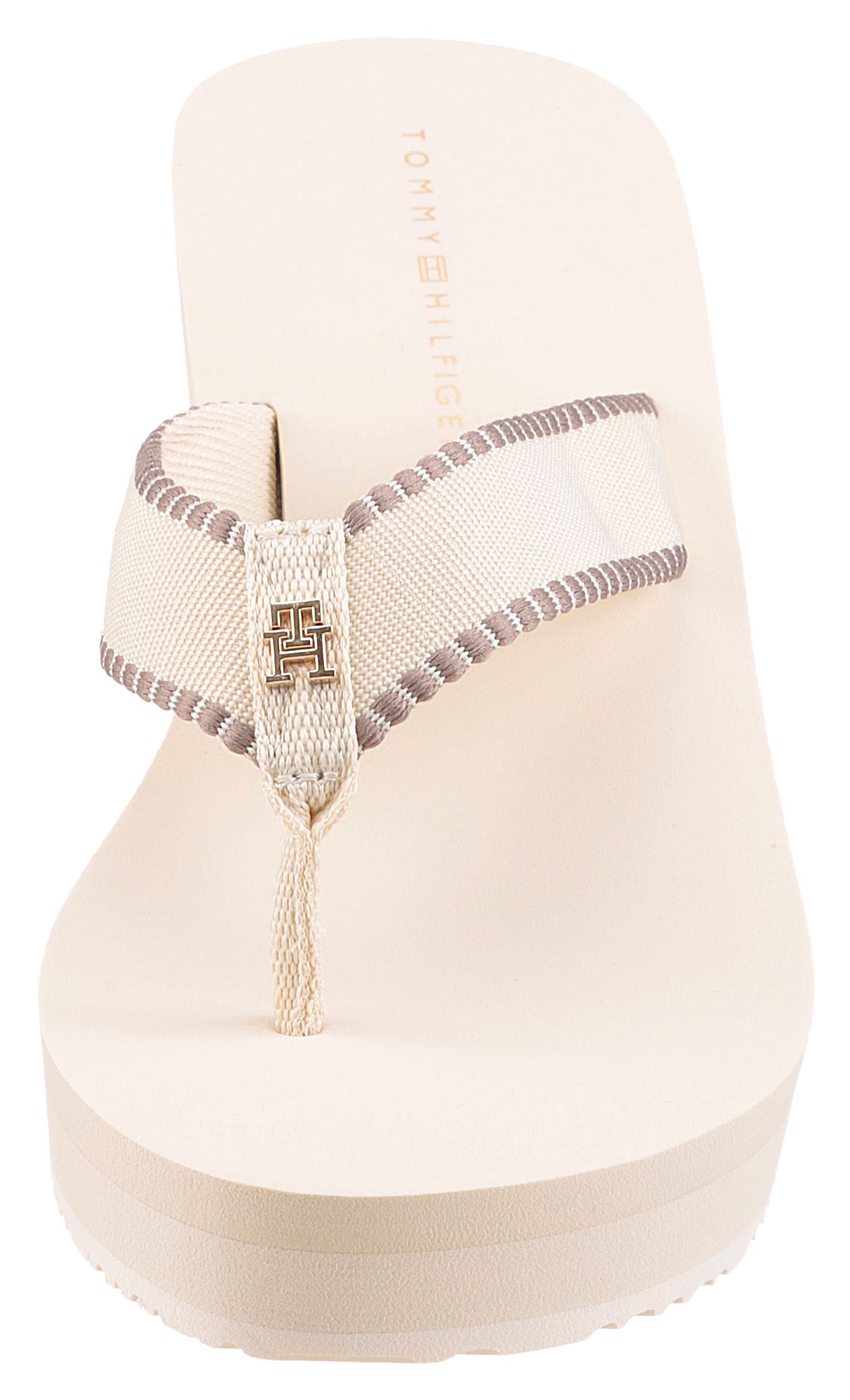 Tommy Hilfiger Dianette »WEDGE BEACH SANDAL«, Keilabsatz, Zehentrenner, Sommerschuh mit Logoschriftzug