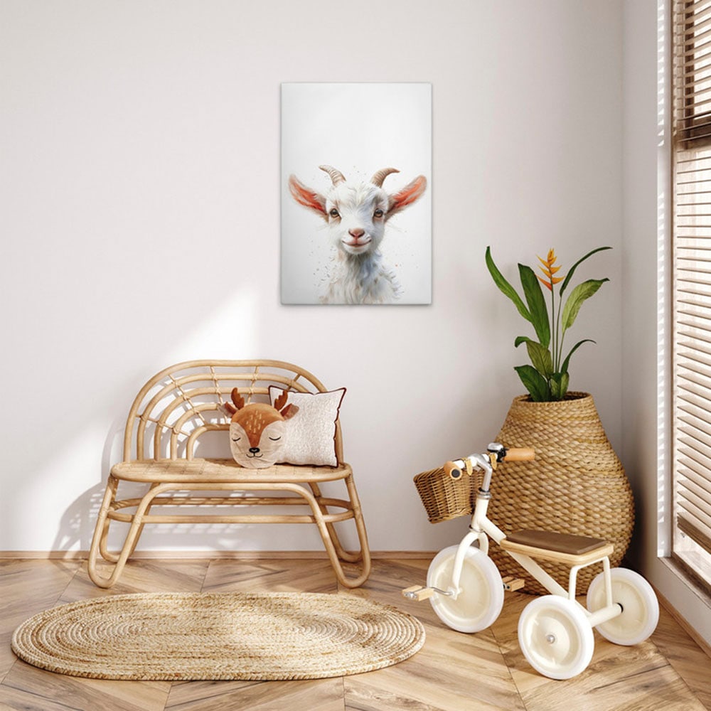 A.S. Création Leinwandbild "Baby Billy Goat - Wandbild Weiß Beige Keilrahme günstig online kaufen