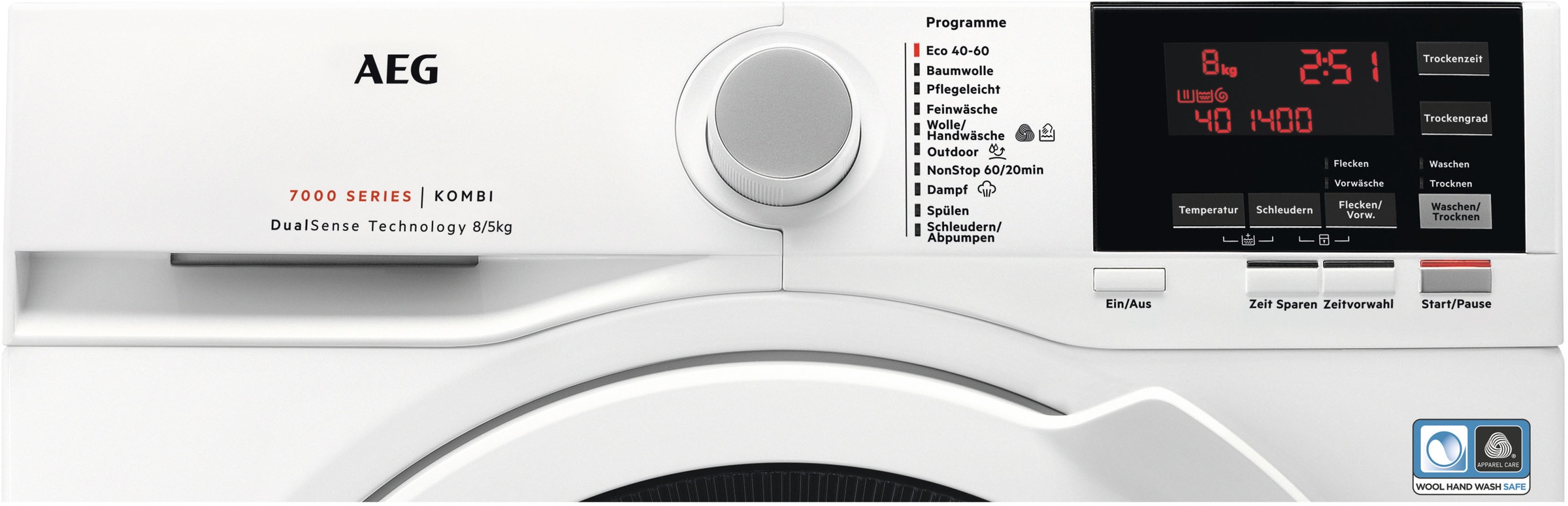 AEG Series 7000 L7WBA60680 Waschtrockner Freistehend Frontlader Weiß