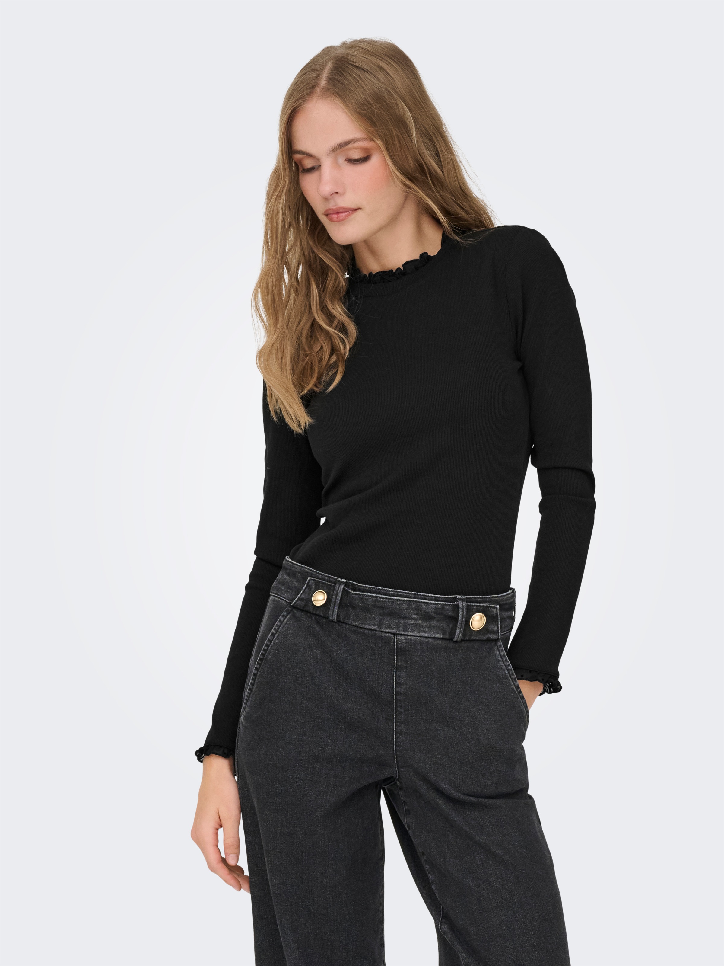 ONLY Langarmshirt »ONLLESLIE L/S LACE MIX TOP JRS«